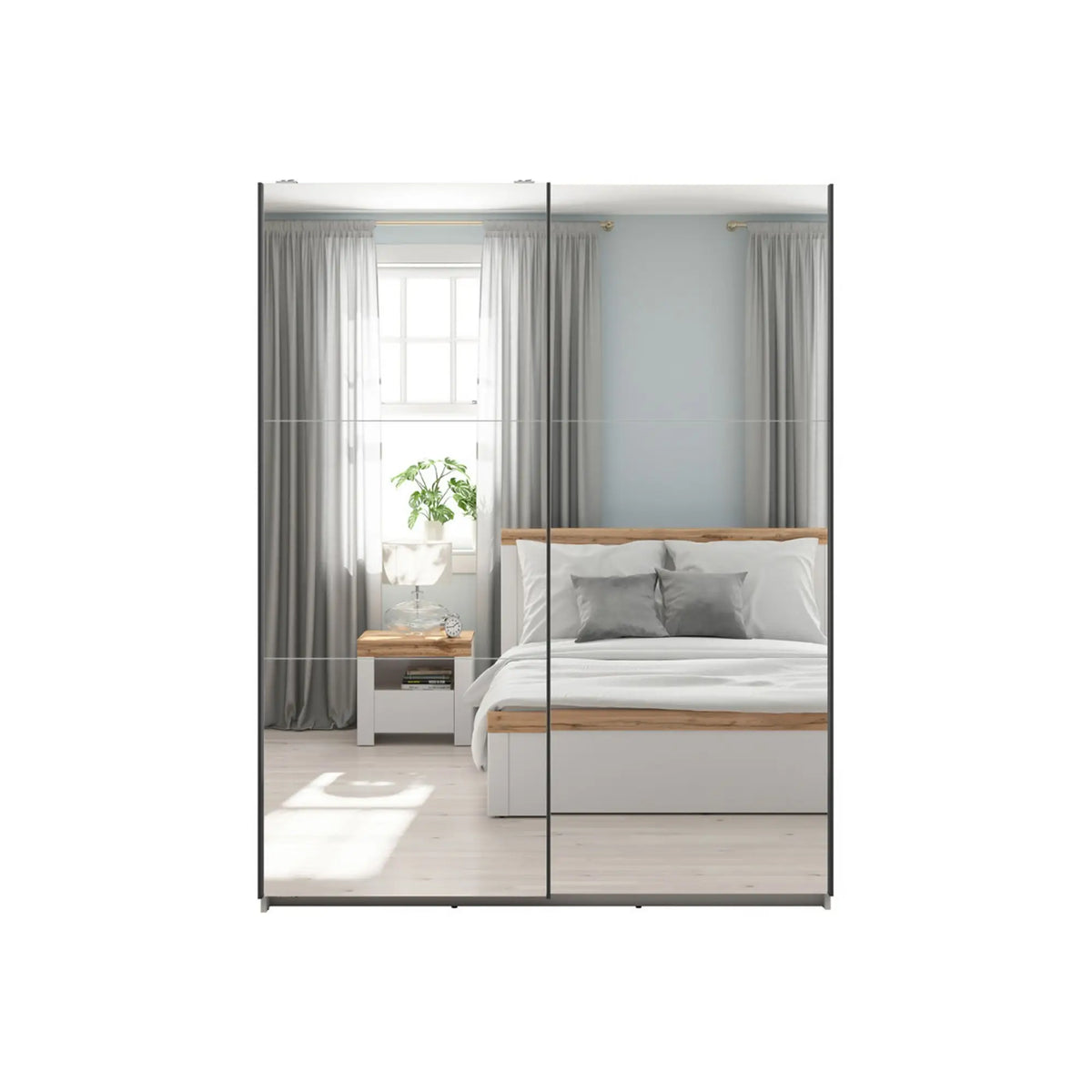 Dulap TETRIX, casmir, PAL, cu 2 usi si oglinzi, 154x60x196 cm