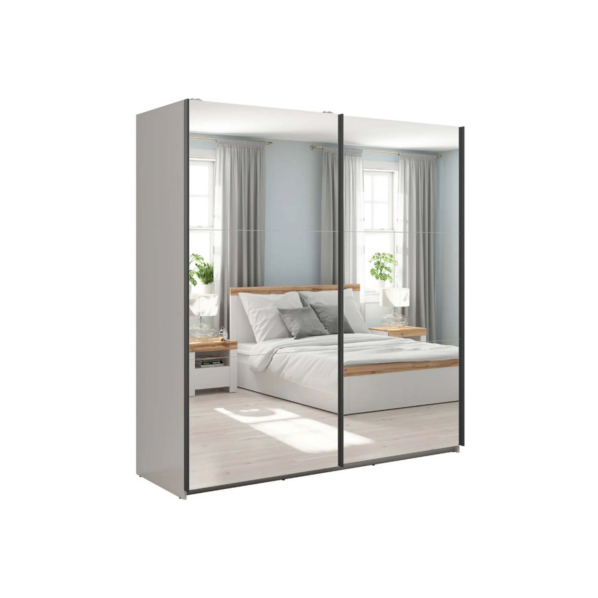 Dulap TETRIX, casmir, PAL, cu 2 usi si oglinzi, 183x60x196 cm