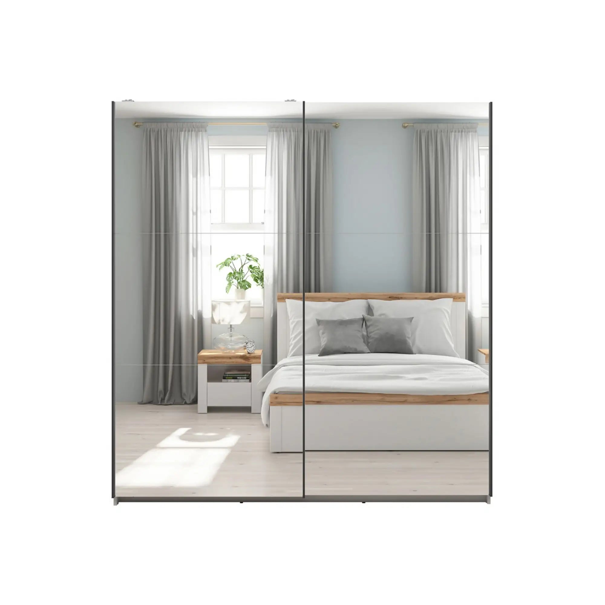 Dulap TETRIX, casmir, PAL, cu 2 usi si oglinzi, 183x60x196 cm