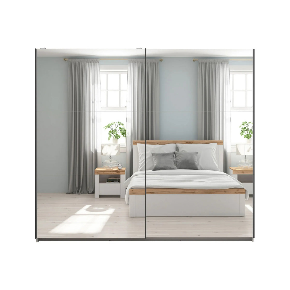 Dressing TETRIX, casmir, PAL, cu 2 usi si oglinzi, 220x60x196 cm