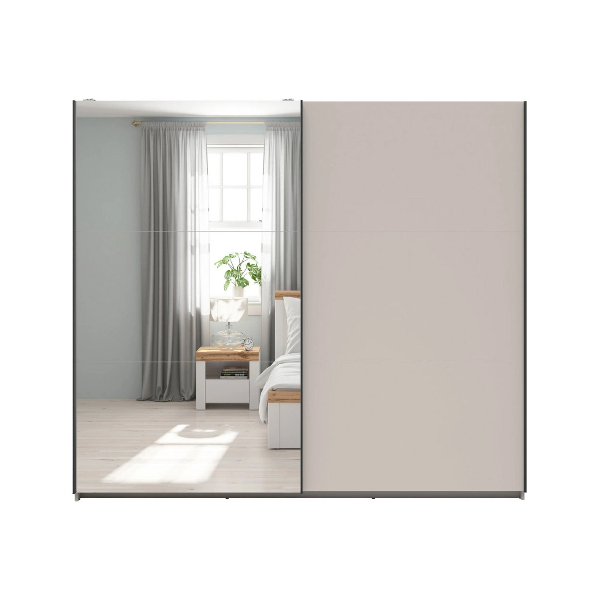 Dressing TETRIX, casmir, PAL, cu 2 usi si oglinda, 220x60x196 cm