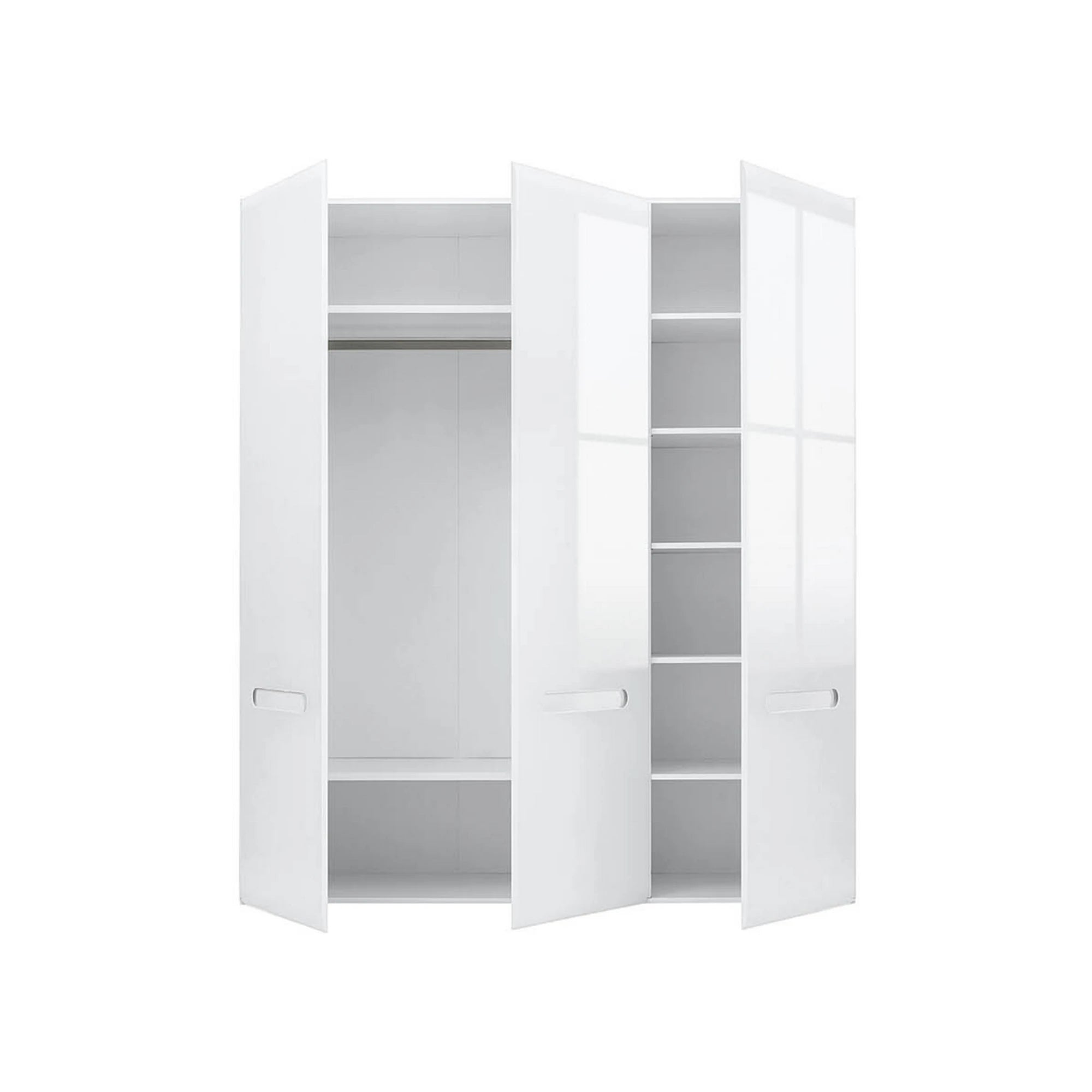Set dormitor AZTECA TRIO, alb, pat 160x200, dulap cu 3 usi si comoda