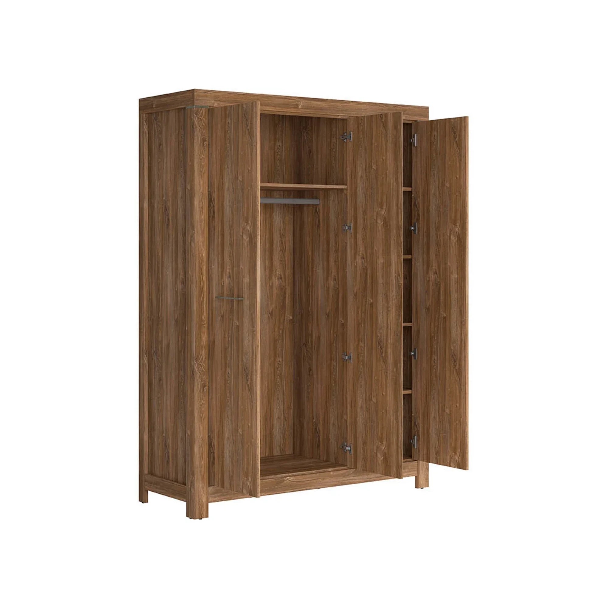 Set dormitor GENT si pat COSALA III 140x200, stejar/bej, dulap cu 3 usi, 2 noptiere si o comoda