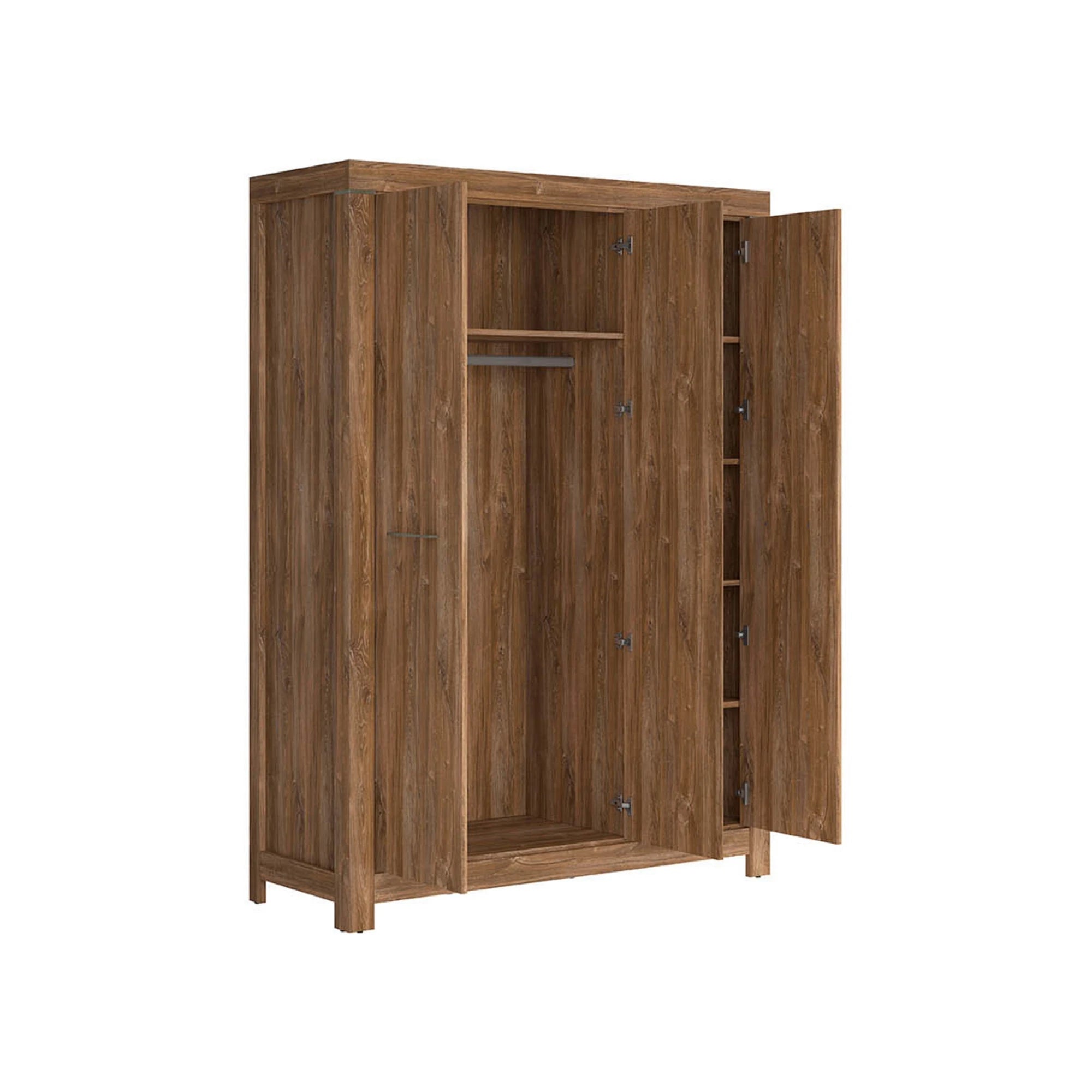 Set dormitor GENT 2, pat 160x200, stejar stirling, dulap cu 3 usi, 2 comode si noptiera