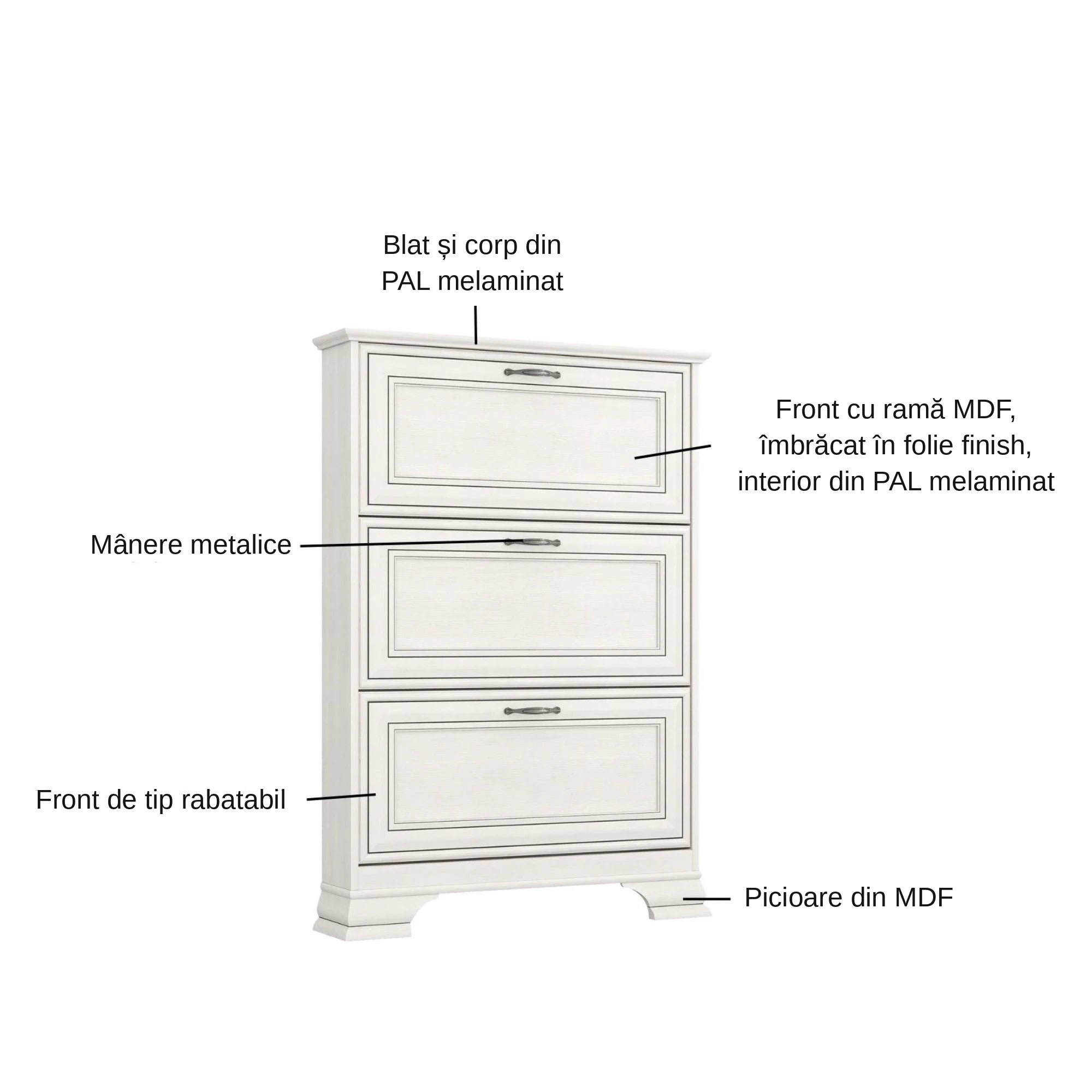 Pantofar TIFFANY, crem, PAL laminat, 84x18x120 cm