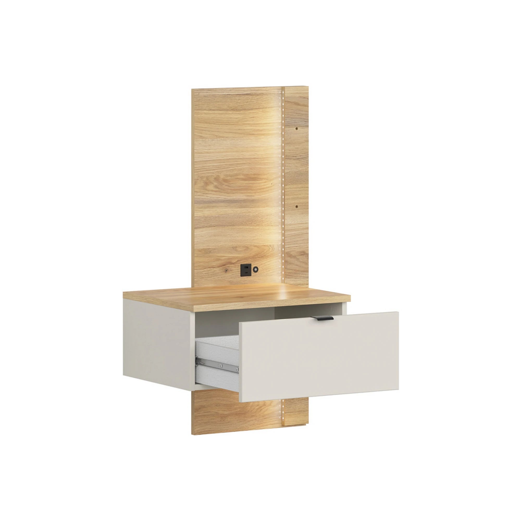 Set dormitor GLAMOUR, casmir/stejar, pat 160x200, dulap cu 3 usi, 2 noptiere si o comoda