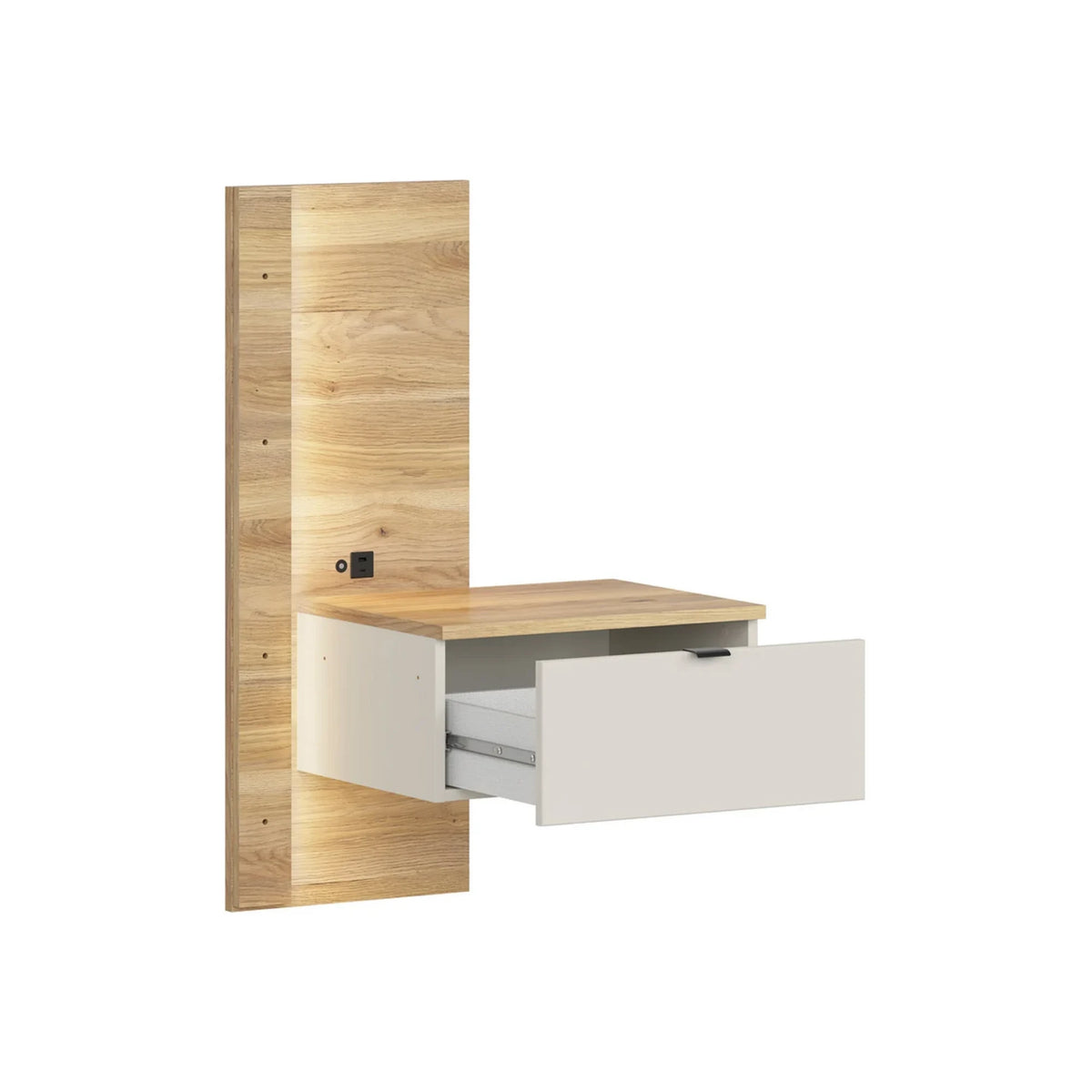 Set dormitor GLAMOUR, casmir/stejar, pat 160x200, dulap cu 3 usi, 2 noptiere si o comoda