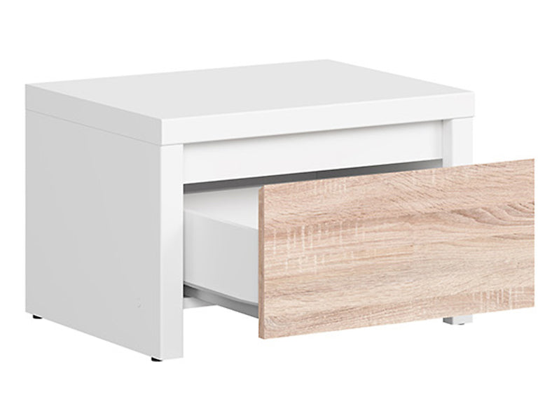 Noptiera KASPIAN, alb/stejar sonoma, PAL, 51x41x34 cm