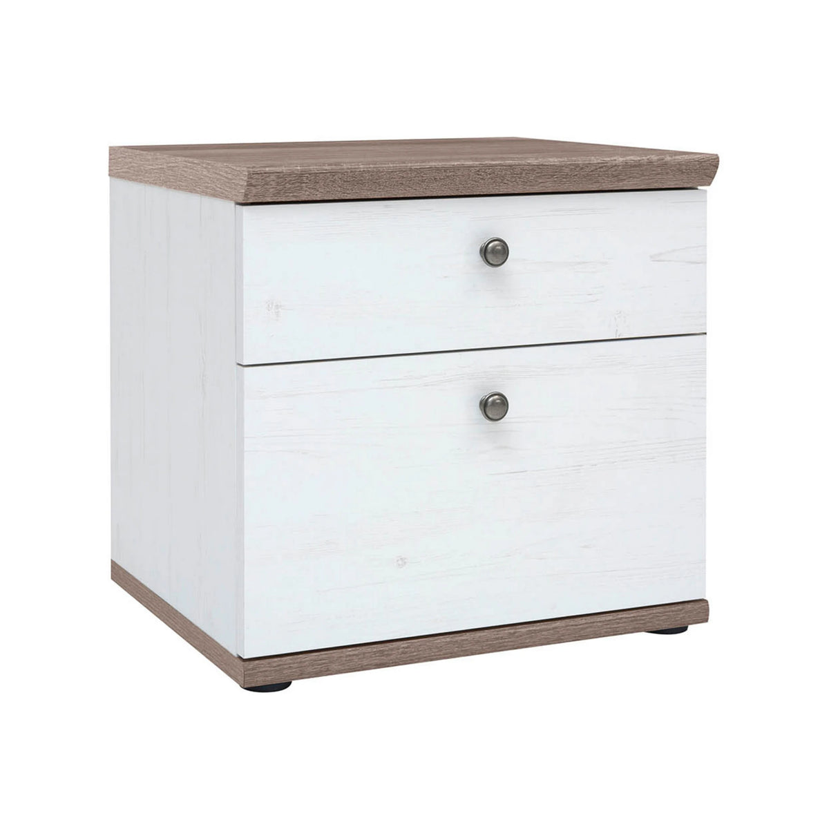 Set dormitor STOCKHOLM, pin alb andersen/stejar sonoma, pat 160x200, dulap cu 5 usi, 2 noptiere si comoda