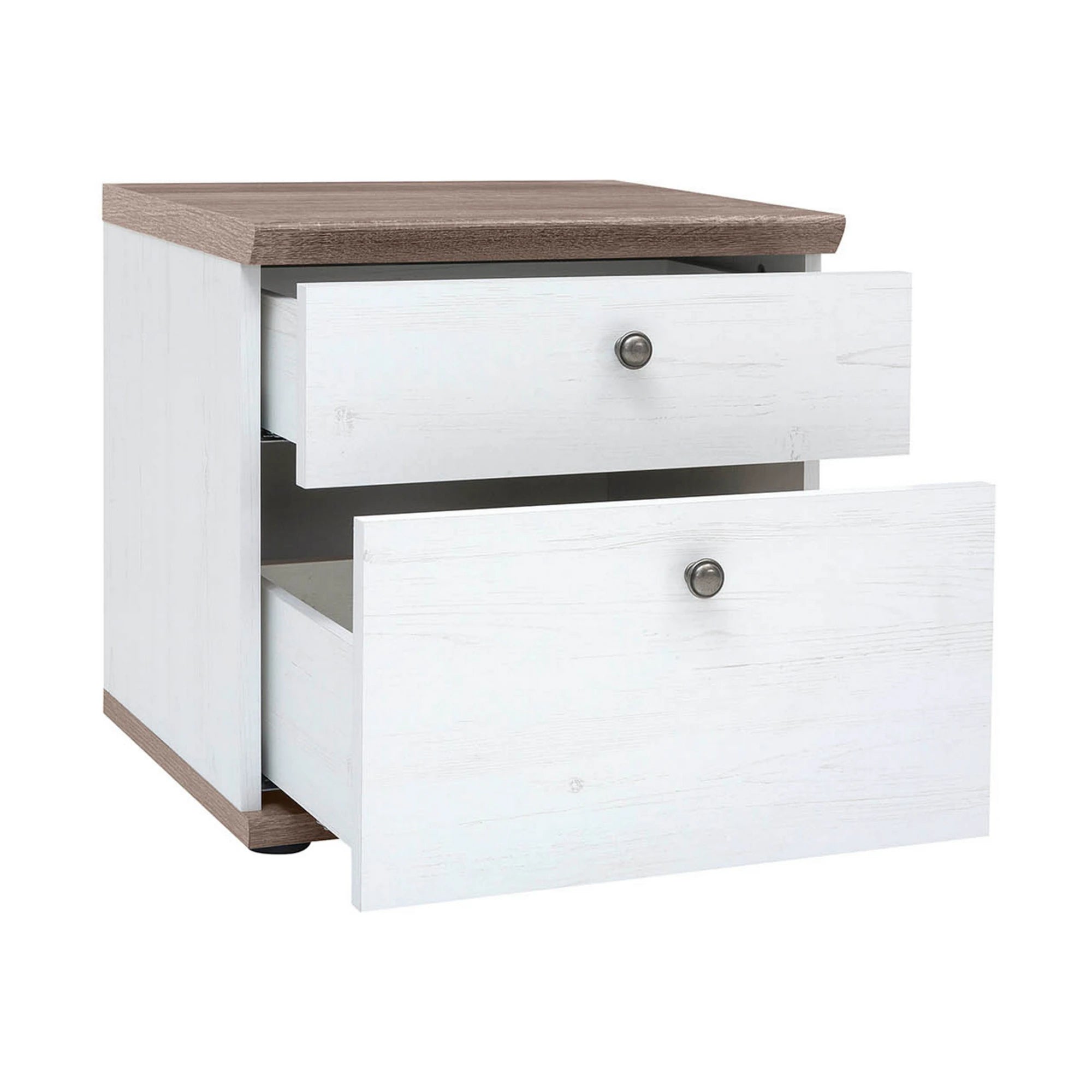Set dormitor STOCKHOLM, pin alb andersen/stejar sonoma, pat 160x200, dulap cu 5 usi, 2 noptiere si comoda