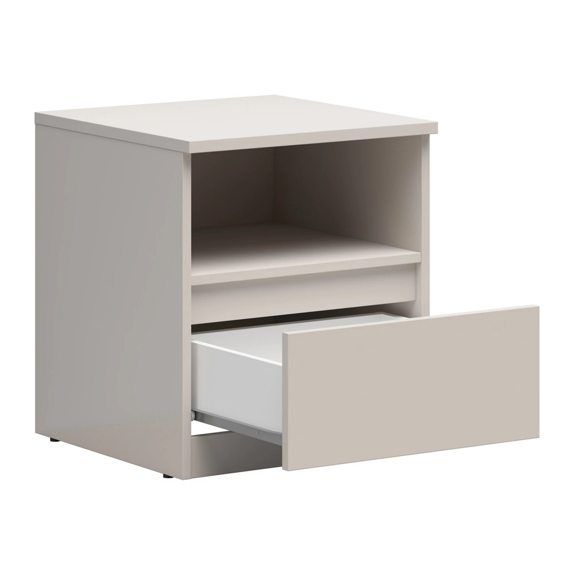 Set dormitor TETRIX 2, casmir/alb, pat 160x200, dulap cu 2 usi si 2 noptiere