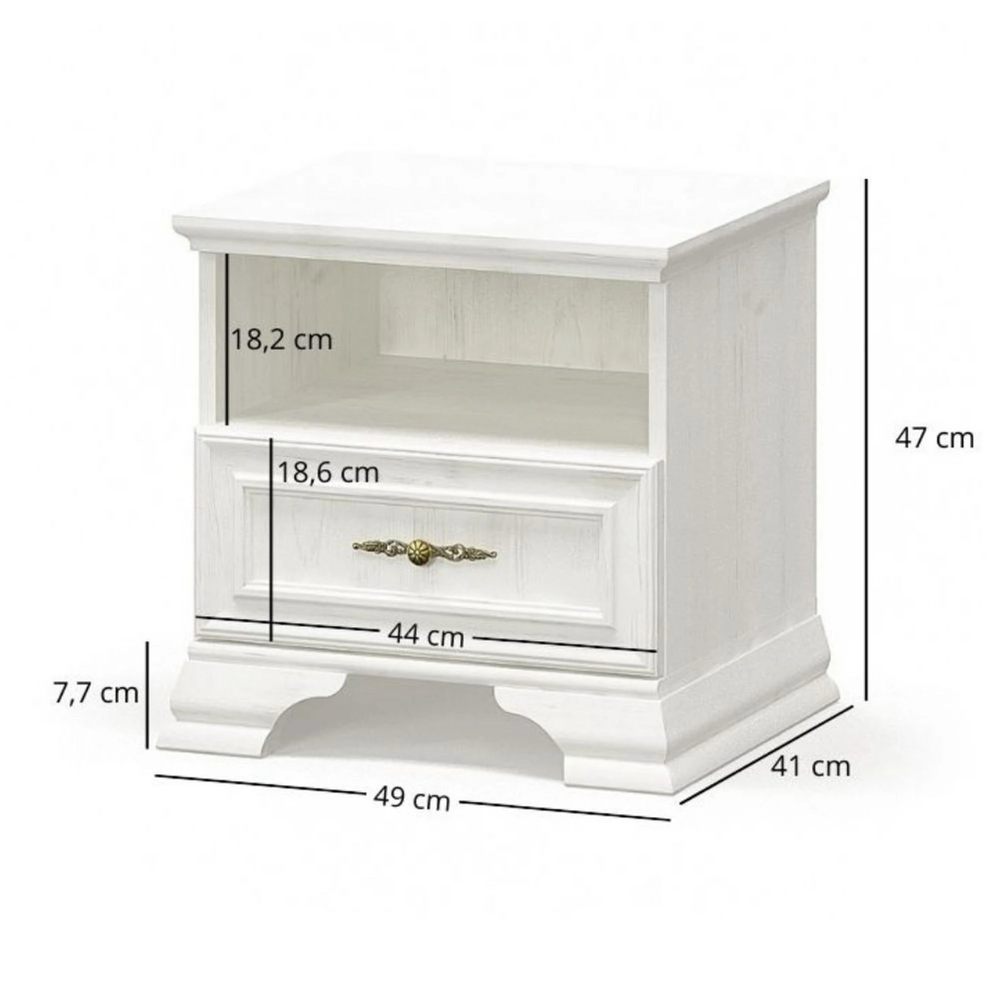 Noptiera pin alb anderson IRYS, PAL laminat, 49x41x47 cm