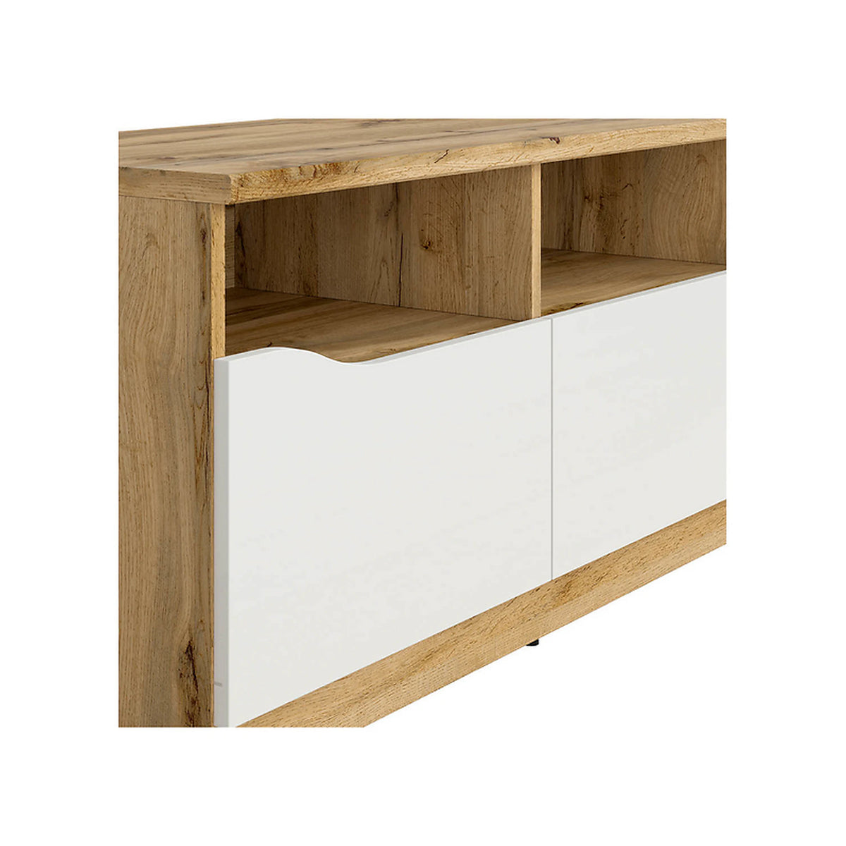 Comoda TV NUIS, stejar/alb lucios, 135x40x48 cm