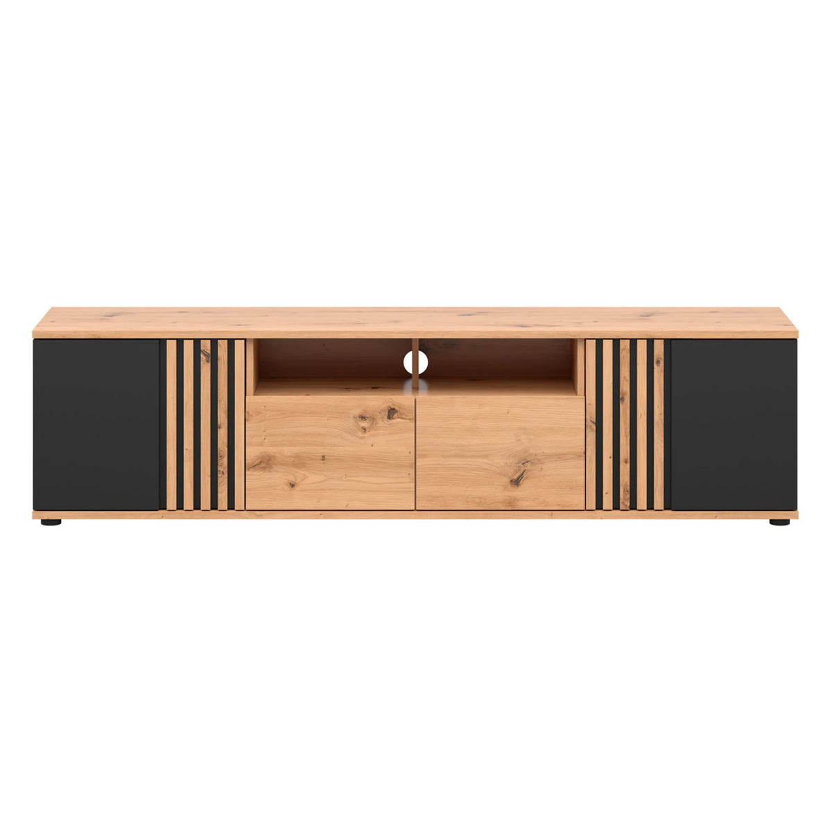 Comoda tv PAL VABRES, stejar artisan/negru mat, 180x40x47 cm