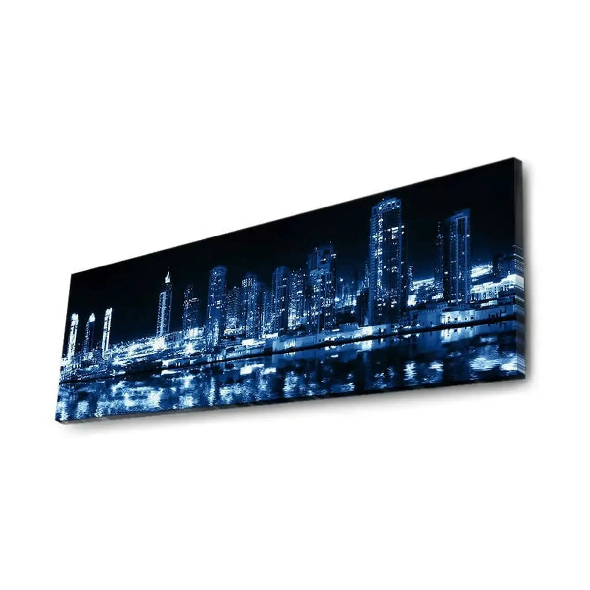 Tablou 3090DACT-6, albastru/negru, panza, cu iluminare LED, 90x30 cm
