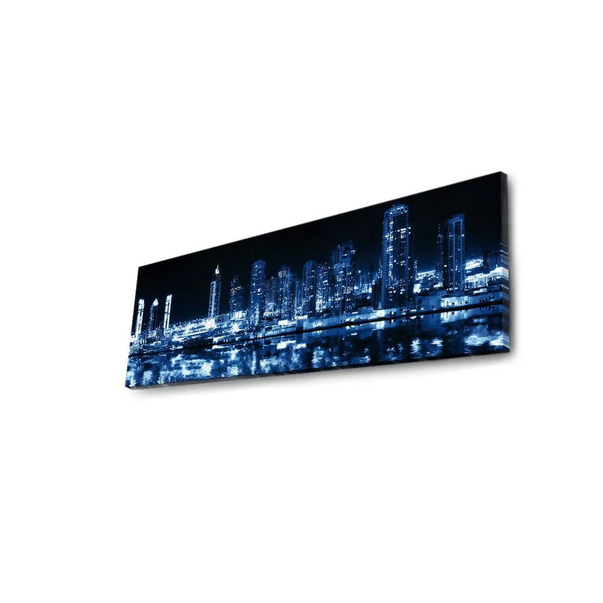 Tablou 3090DACT-6, albastru/negru, panza, cu iluminare LED, 90x30 cm