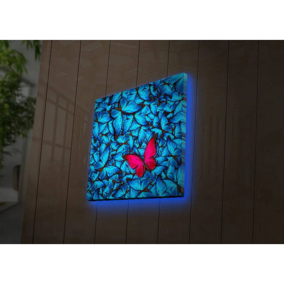 Tablou 4040DACT-10, albastru, panza, cu iluminare LED, 40x40 cm