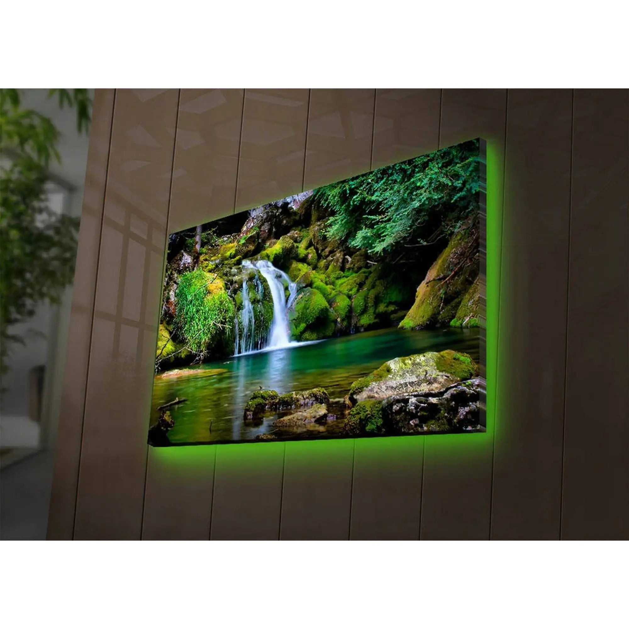 Tablou 4570DACT-34, multicolor, panza/lemn, cu iluminare LED, 70x45 cm