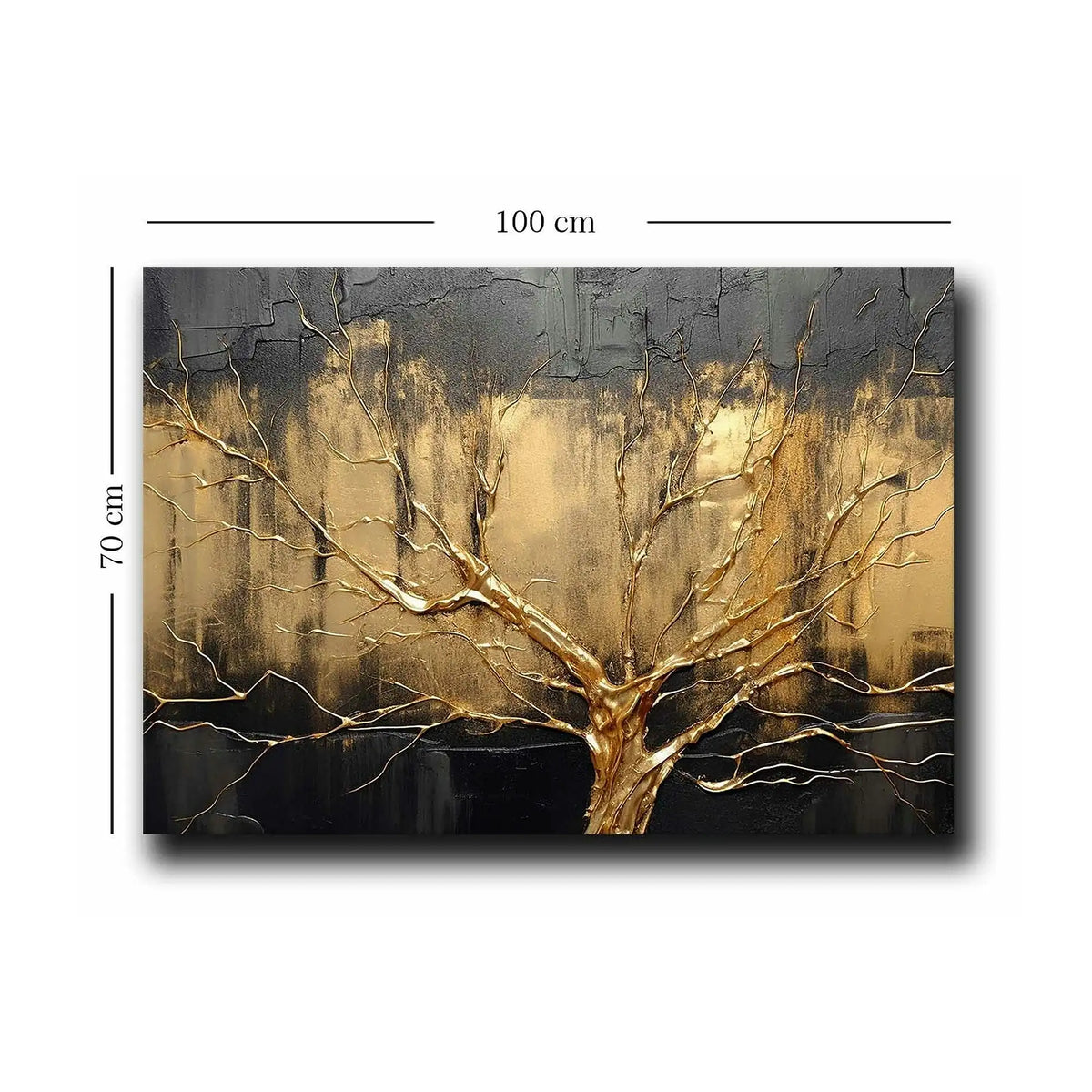 Tablou 895FNA1206, negru/auriu, panza/lemn, 100x70 cm