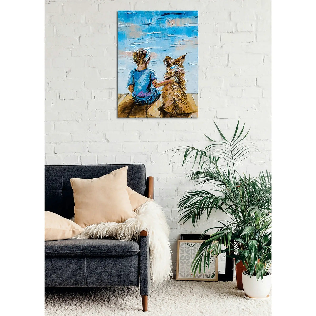 Tablou DC375, albastru, panza, 30x40 cm