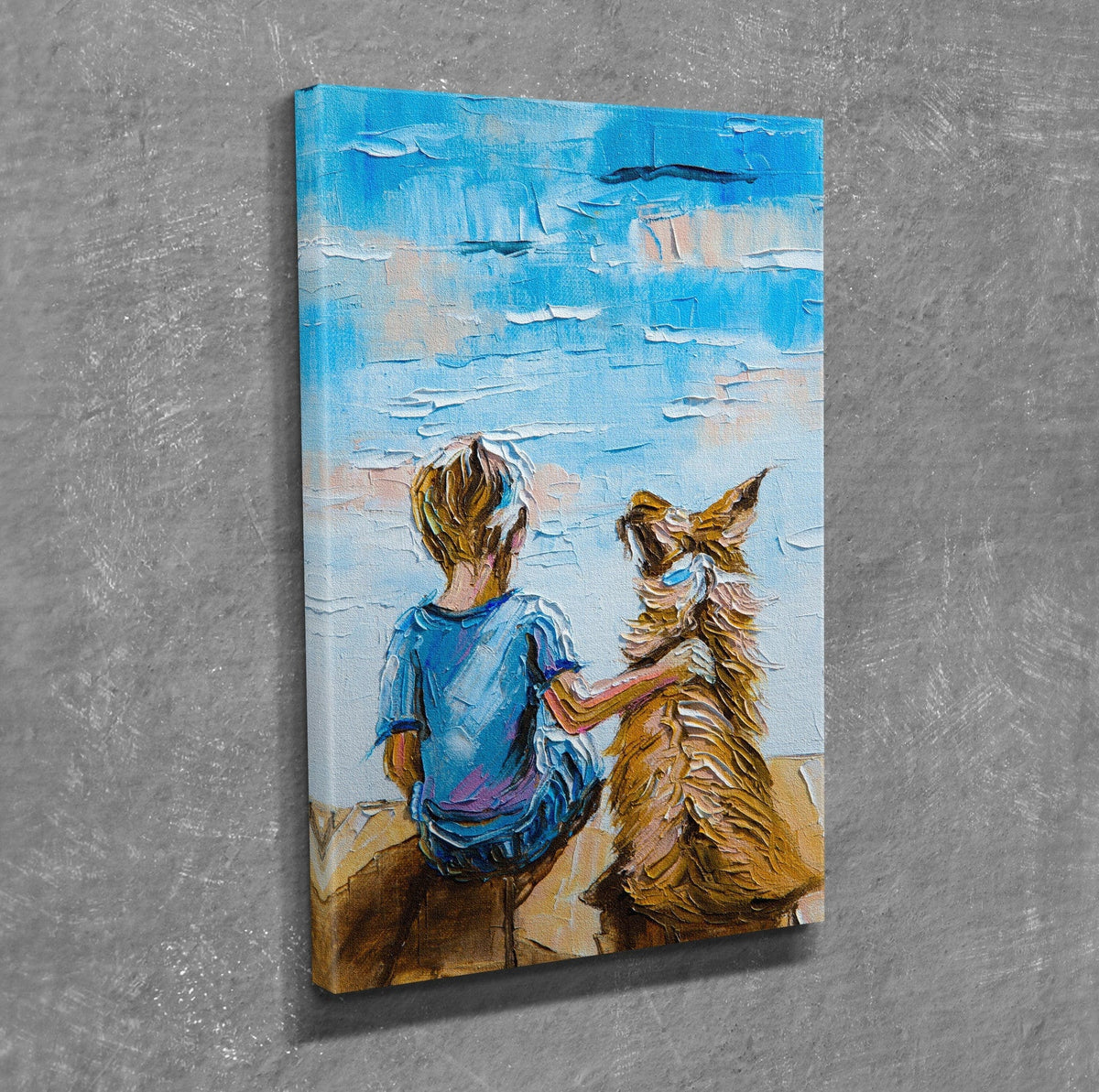 Tablou DC375, albastru, panza, 30x40 cm