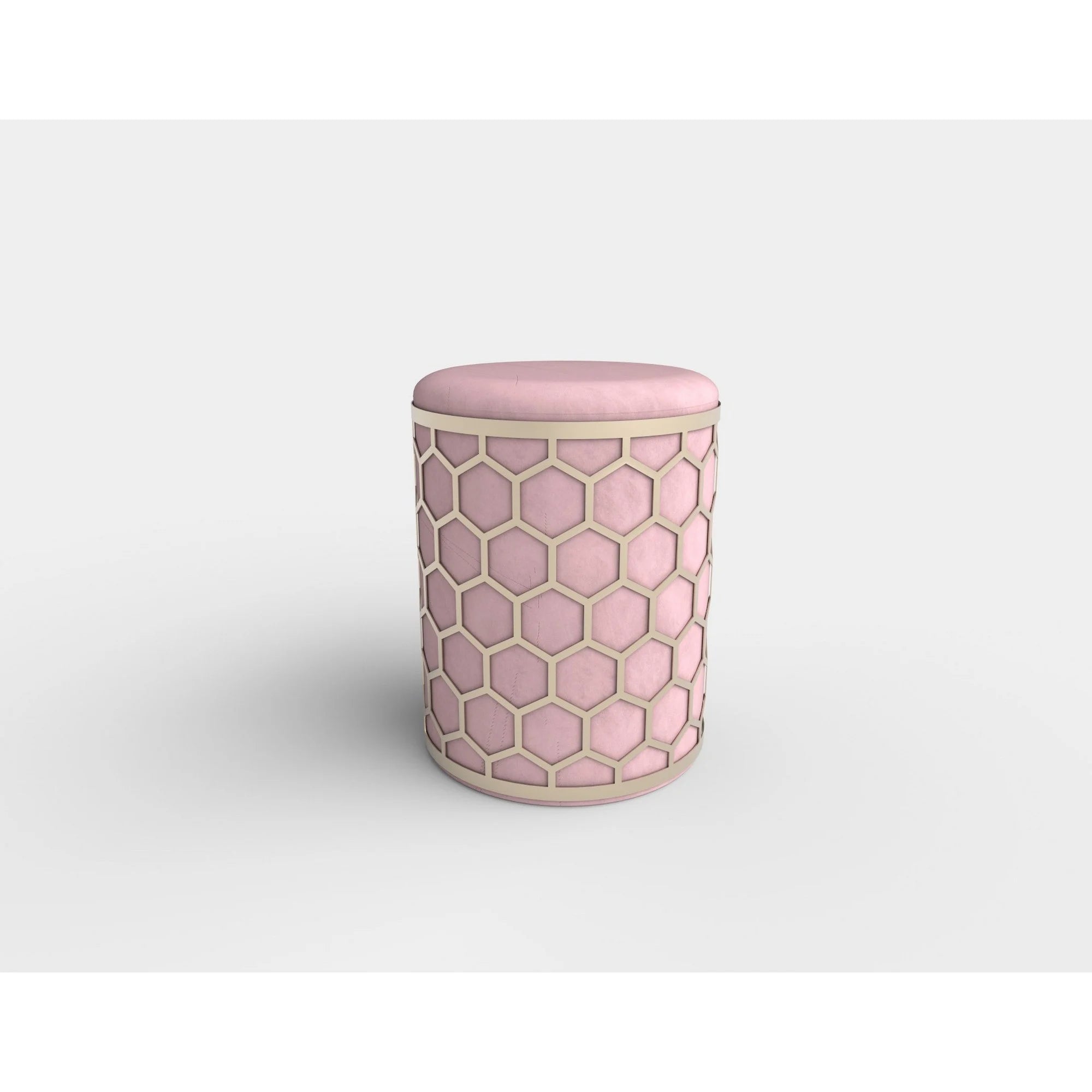 Taburet AQUA, stofa catifelata roz deschis, 36x44 cm