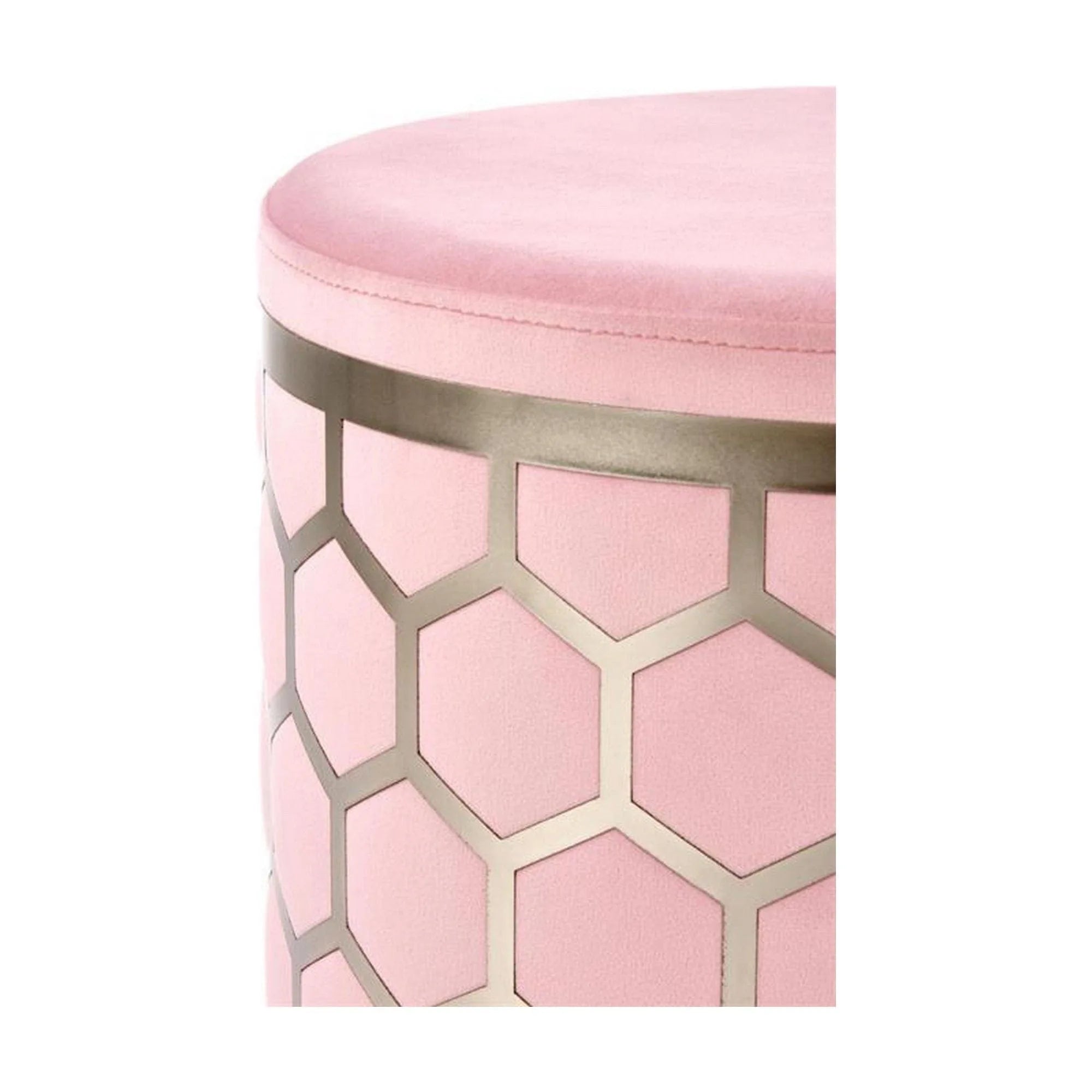 Taburet AQUA, stofa catifelata roz deschis, 36x44 cm