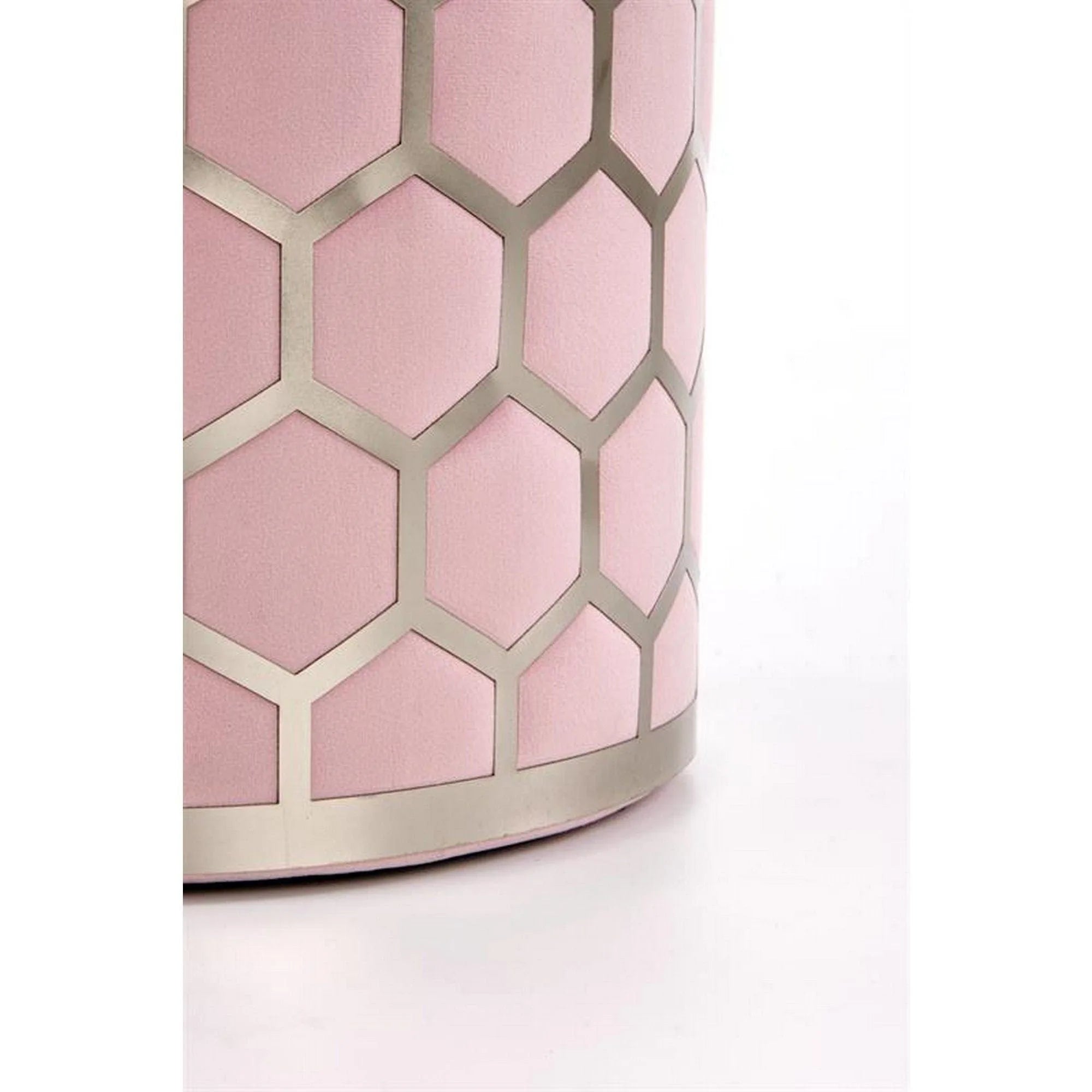 Taburet AQUA, stofa catifelata roz deschis, 36x44 cm