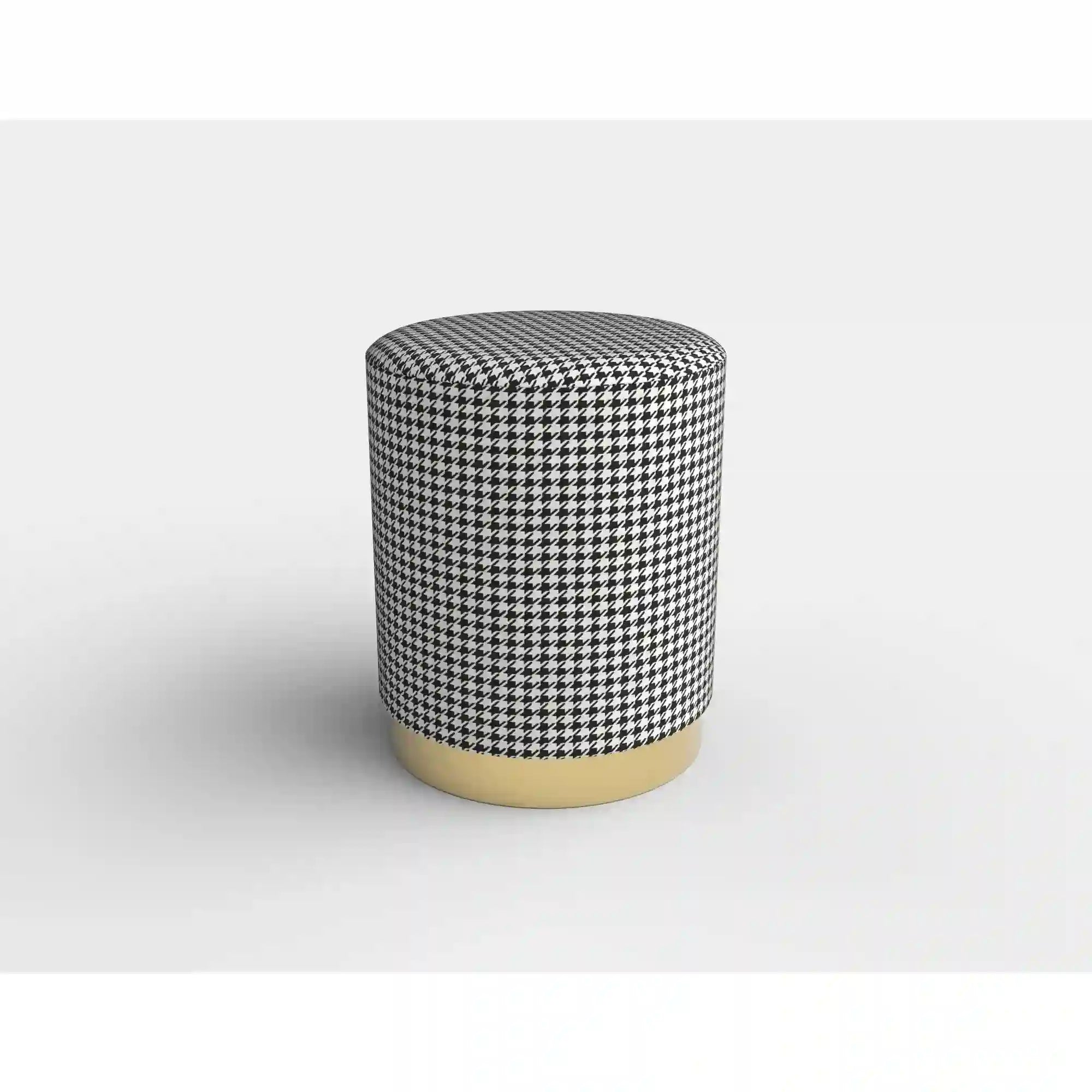 Taburet ARUNA, stofa clasica negru/alb, 36x44 cm