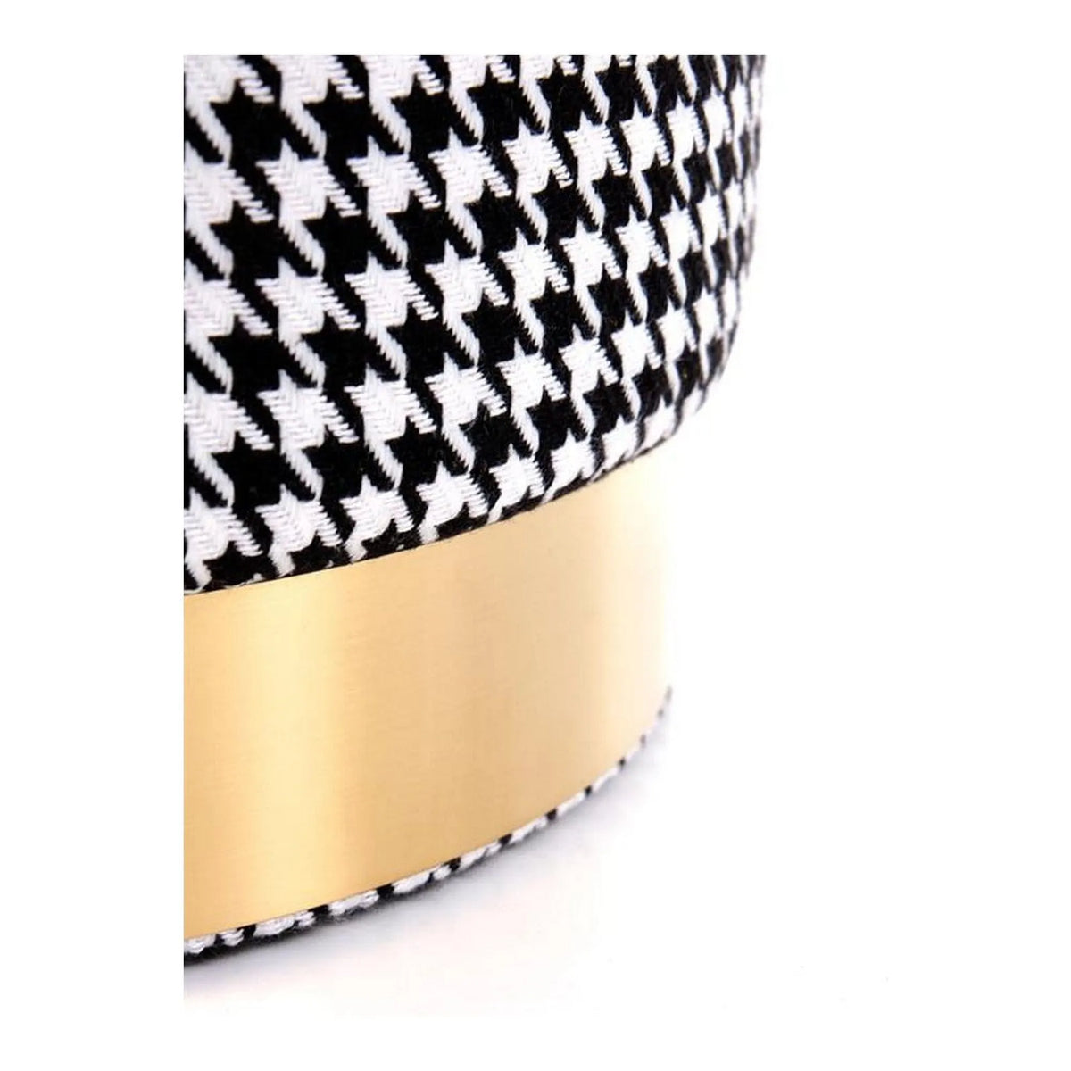 Taburet ARUNA, stofa clasica negru/alb, 36x44 cm