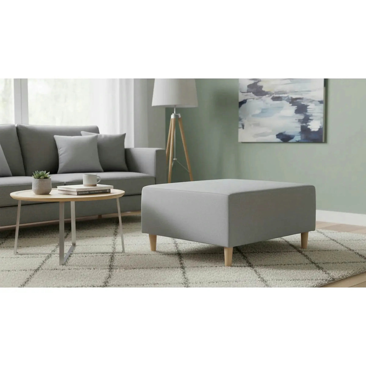 Taburet BROKEN, stofa clasica gri, 76x63x41 cm