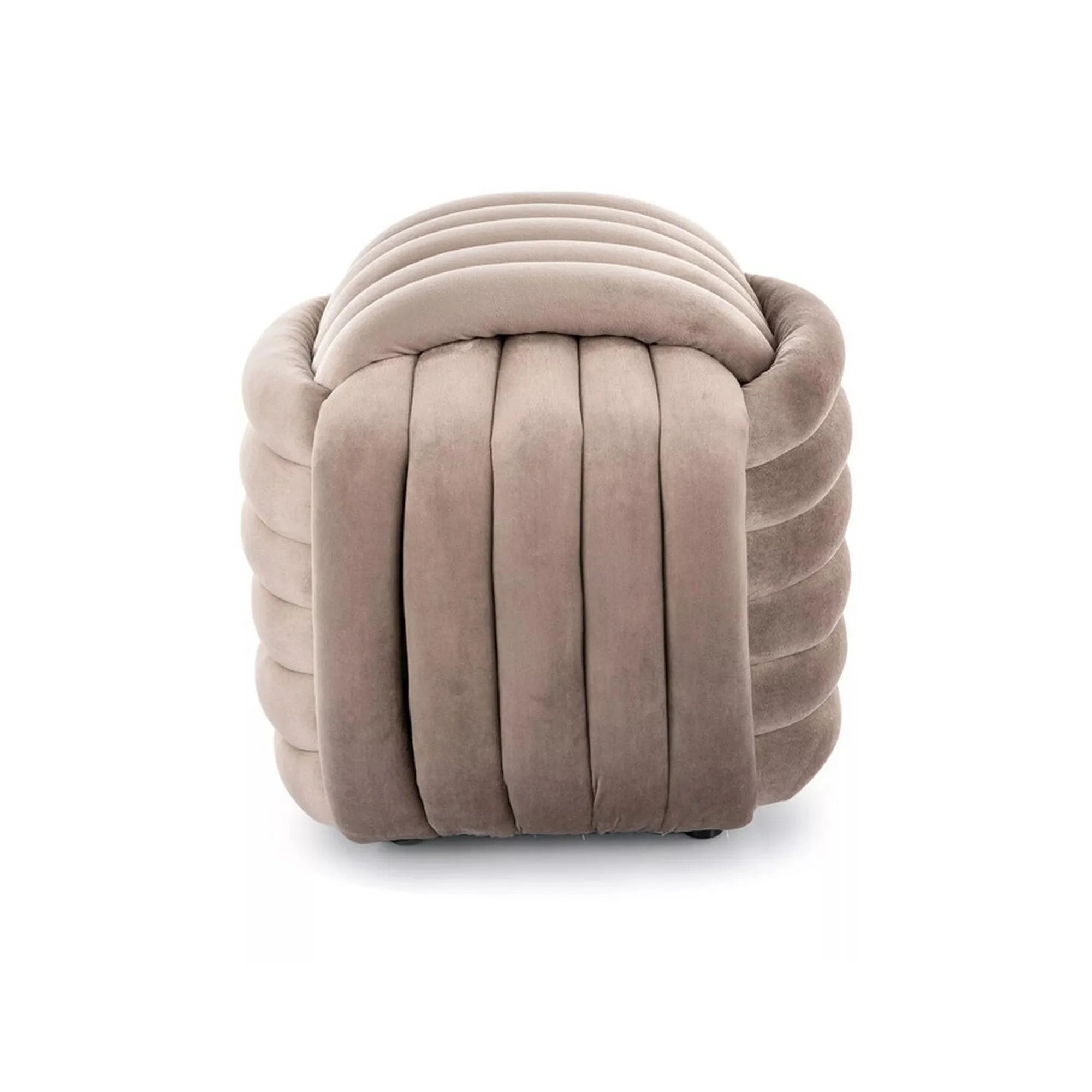 Taburet BRUNI, bej inchis, stofa catifelata, 45x45x42 cm