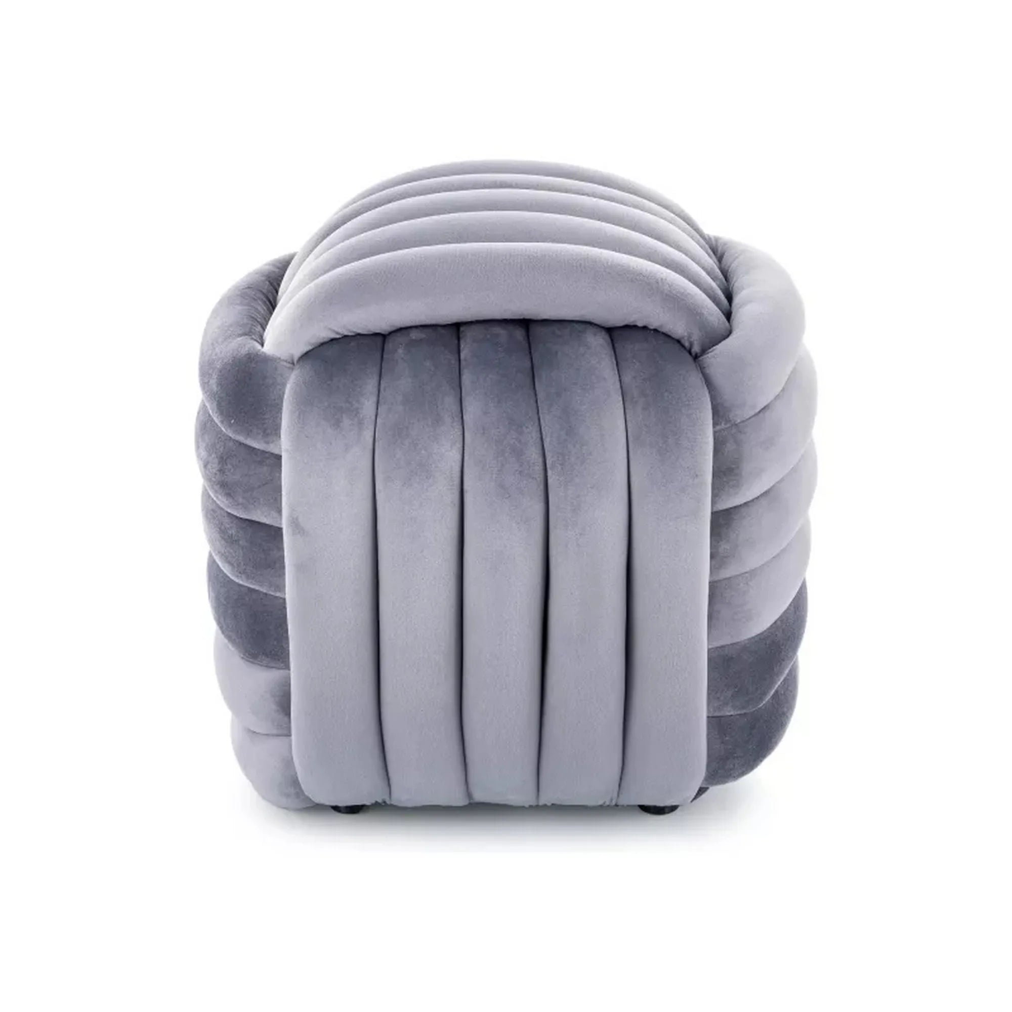 Taburet BRUNI, gri, stofa catifelata, 45x45x42 cm