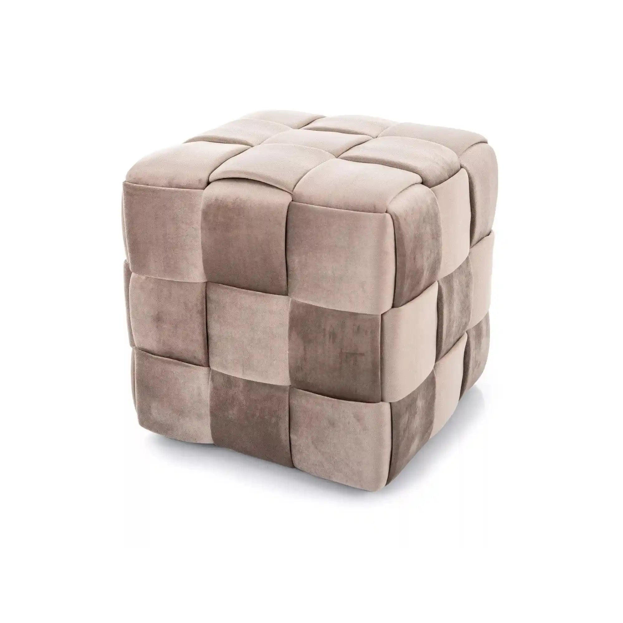 Taburet CASEL, bej, stofa catifelata, 42x42x42 cm