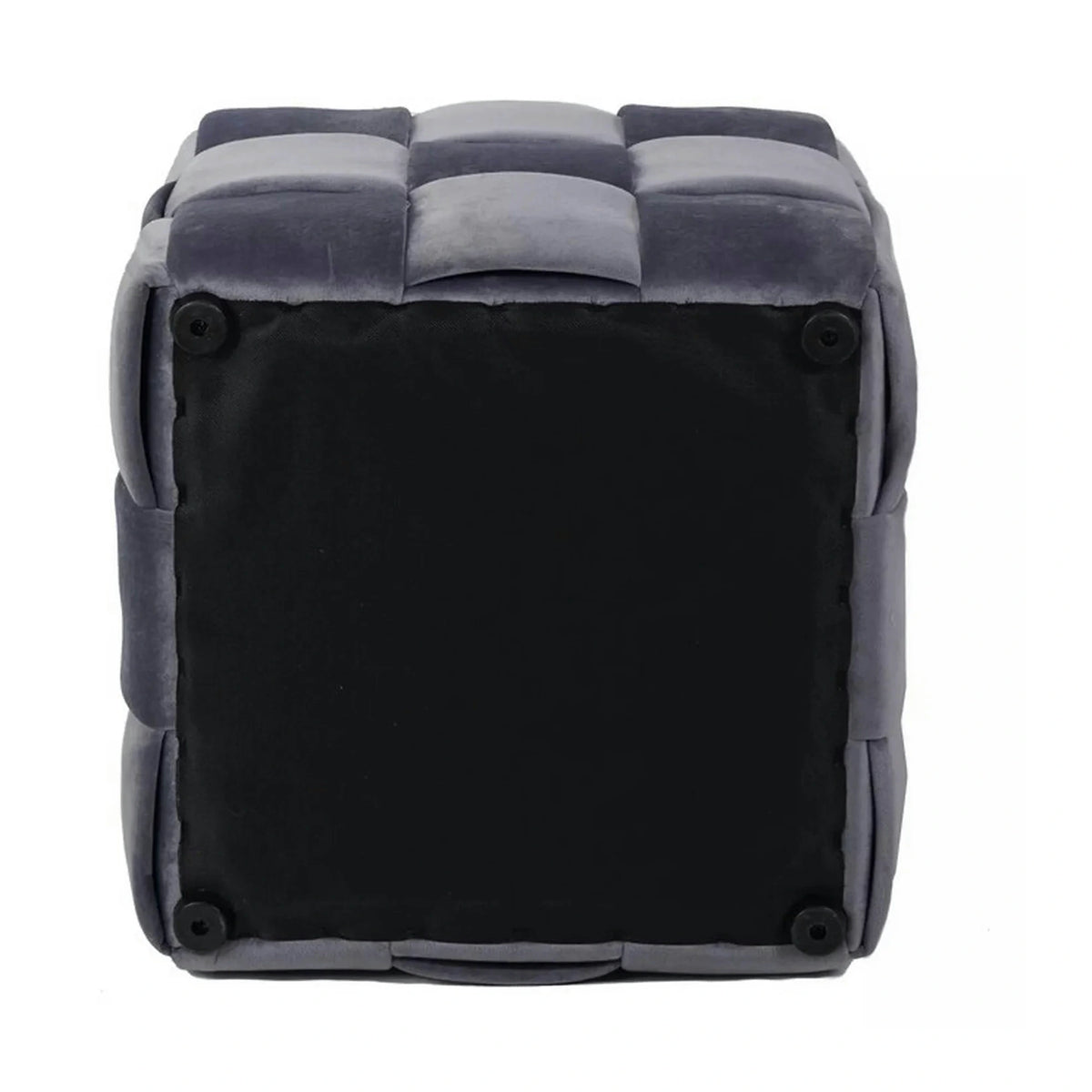 Taburet CASEL, gri, stofa catifelata, 42x42x42 cm