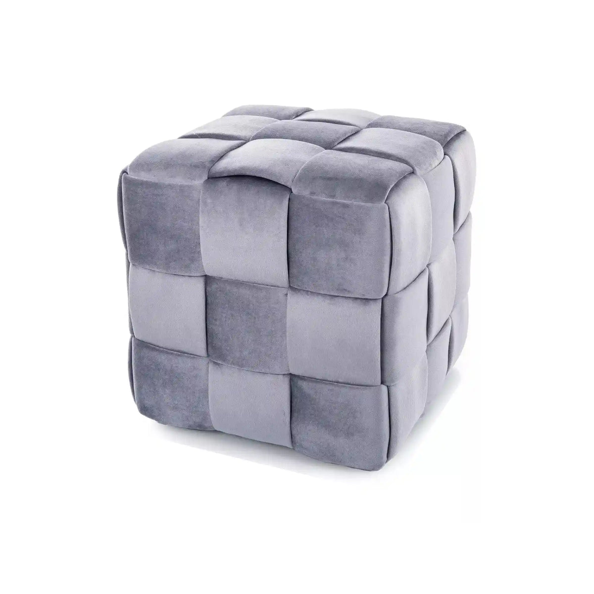 Taburet CASEL, gri, stofa catifelata, 42x42x42 cm