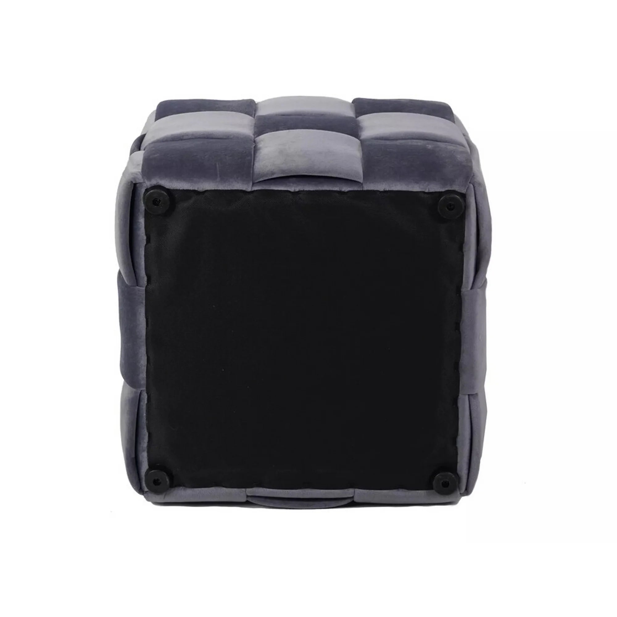 Taburet CASEL, gri, stofa catifelata, 42x42x42 cm