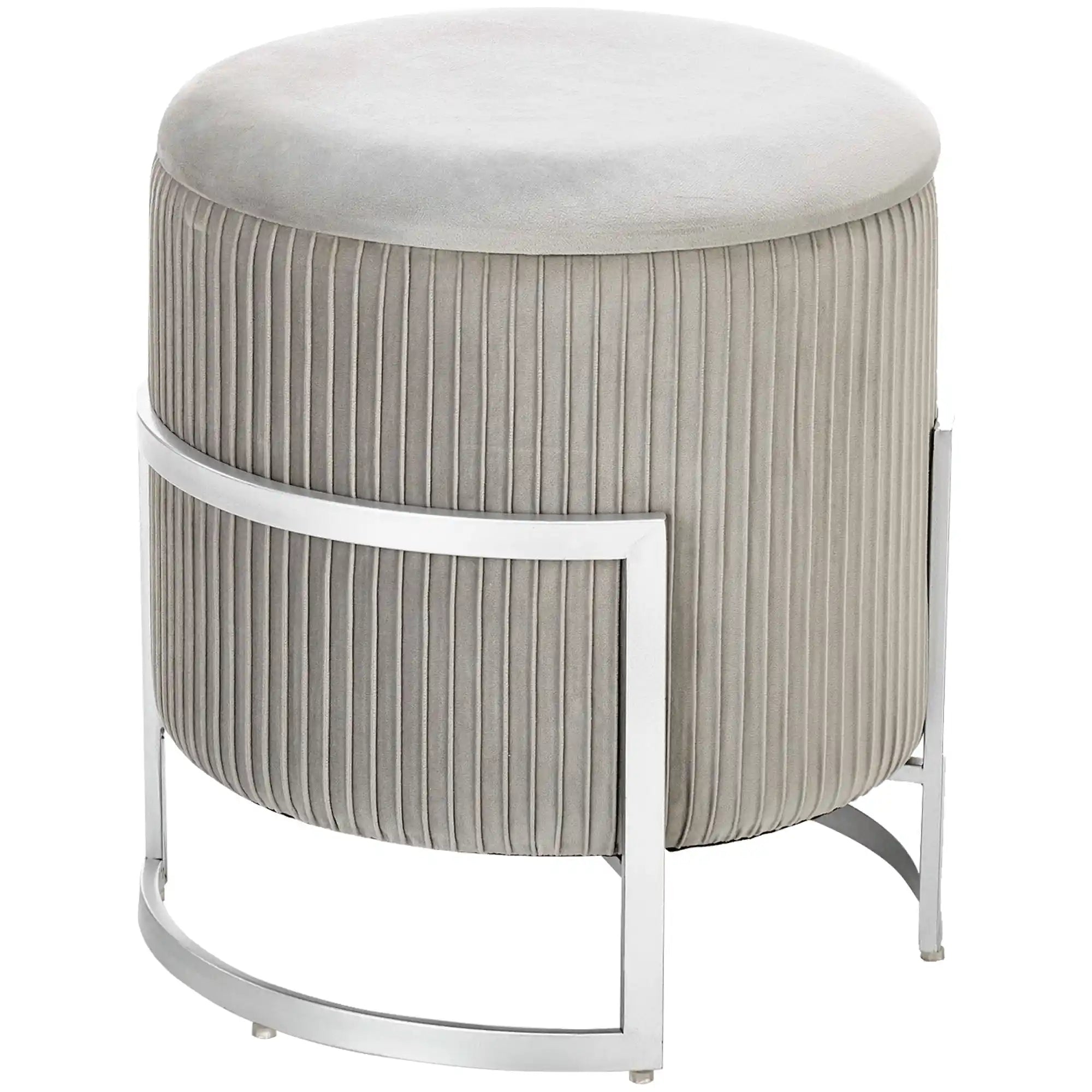 Taburet CRICKET, stofa catifelata gri deschis, cu spatiu depozitare, 40x46 cm