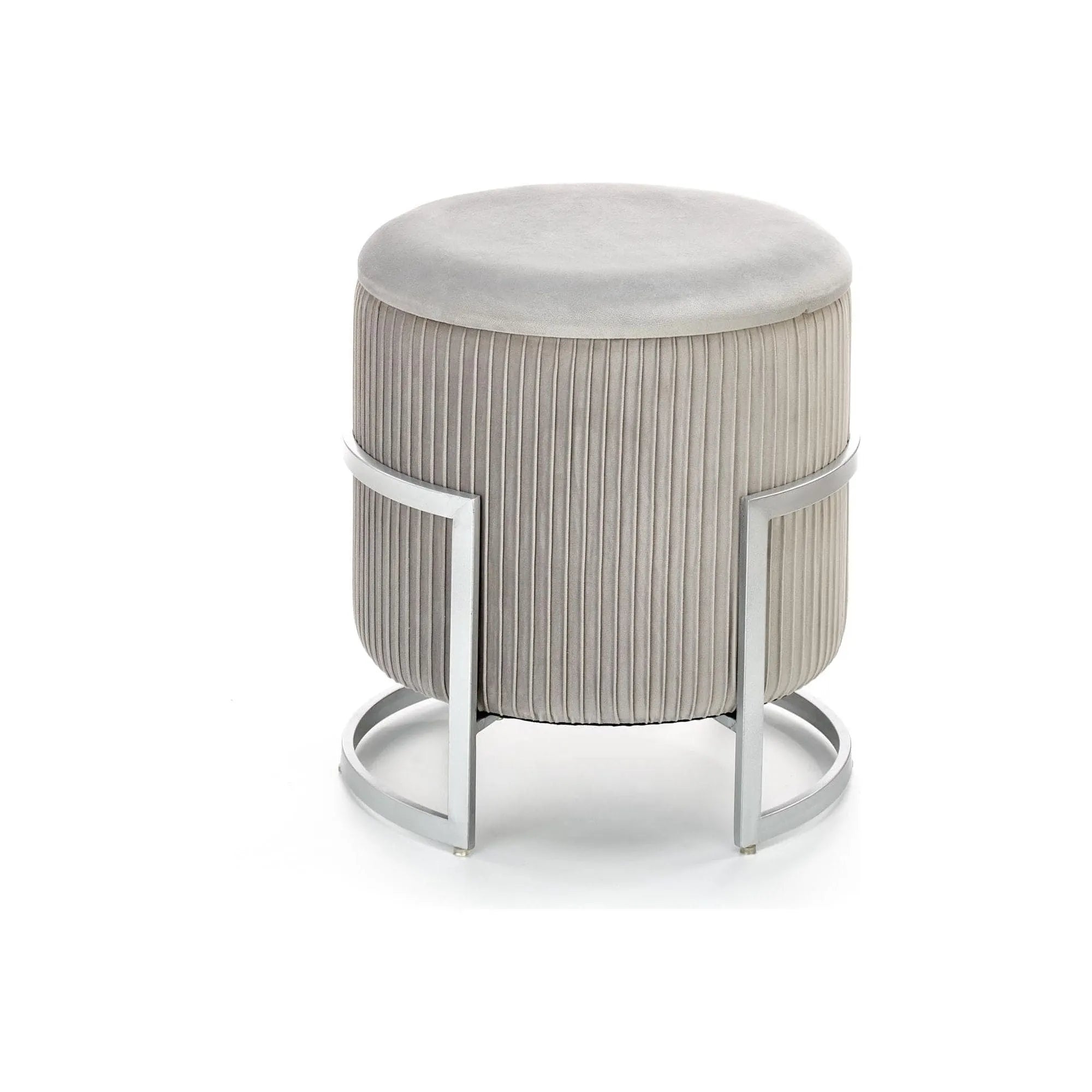 Taburet CRICKET, stofa catifelata gri deschis, cu spatiu depozitare, 40x46 cm