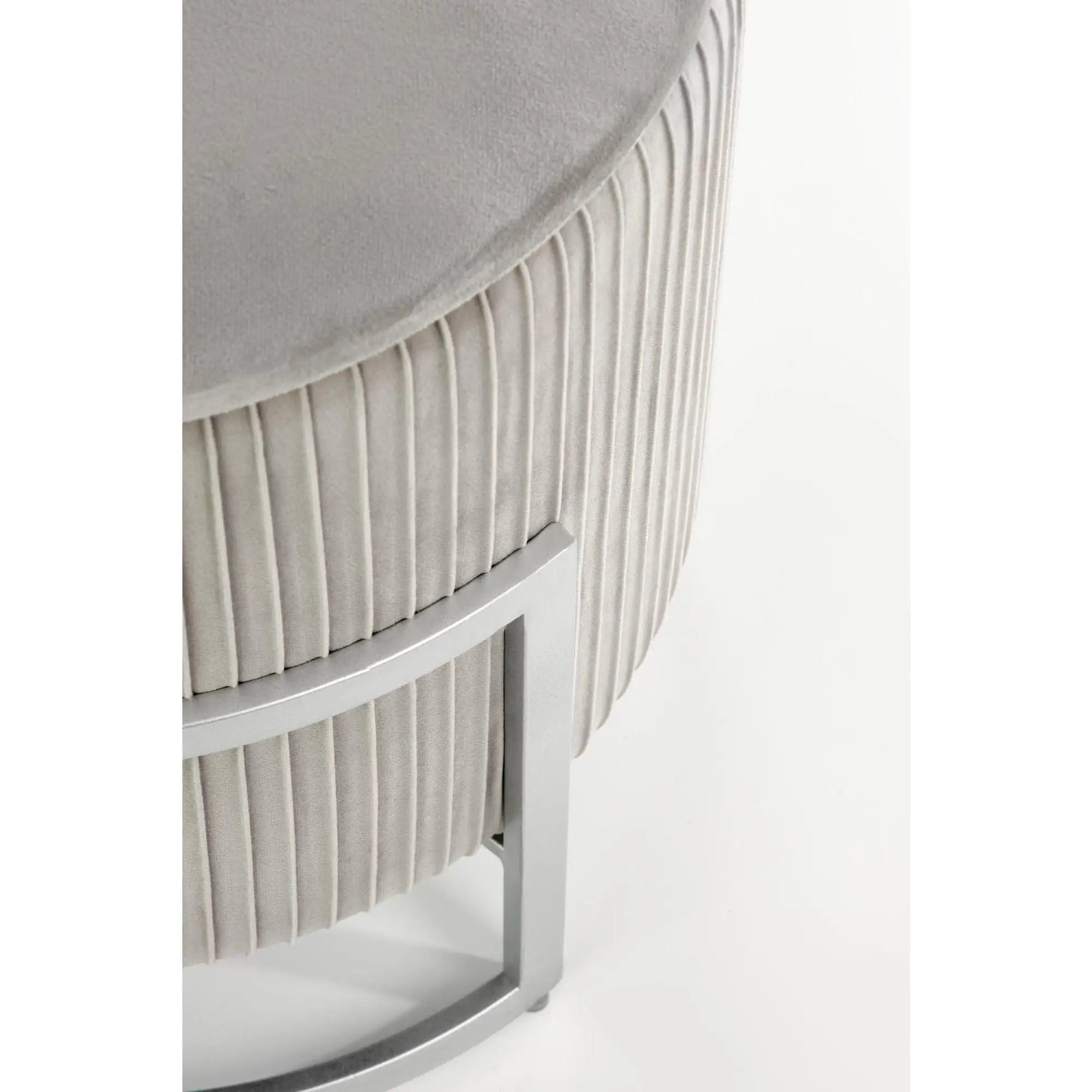 Taburet CRICKET, stofa catifelata gri deschis, cu spatiu depozitare, 40x46 cm