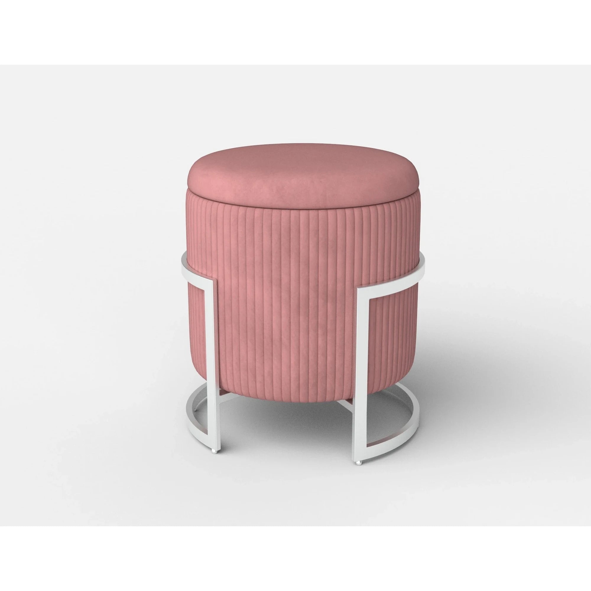 Taburet CRICKET, stofa catifelata roz deschis, cu spatiu depozitare, 40x46 cm