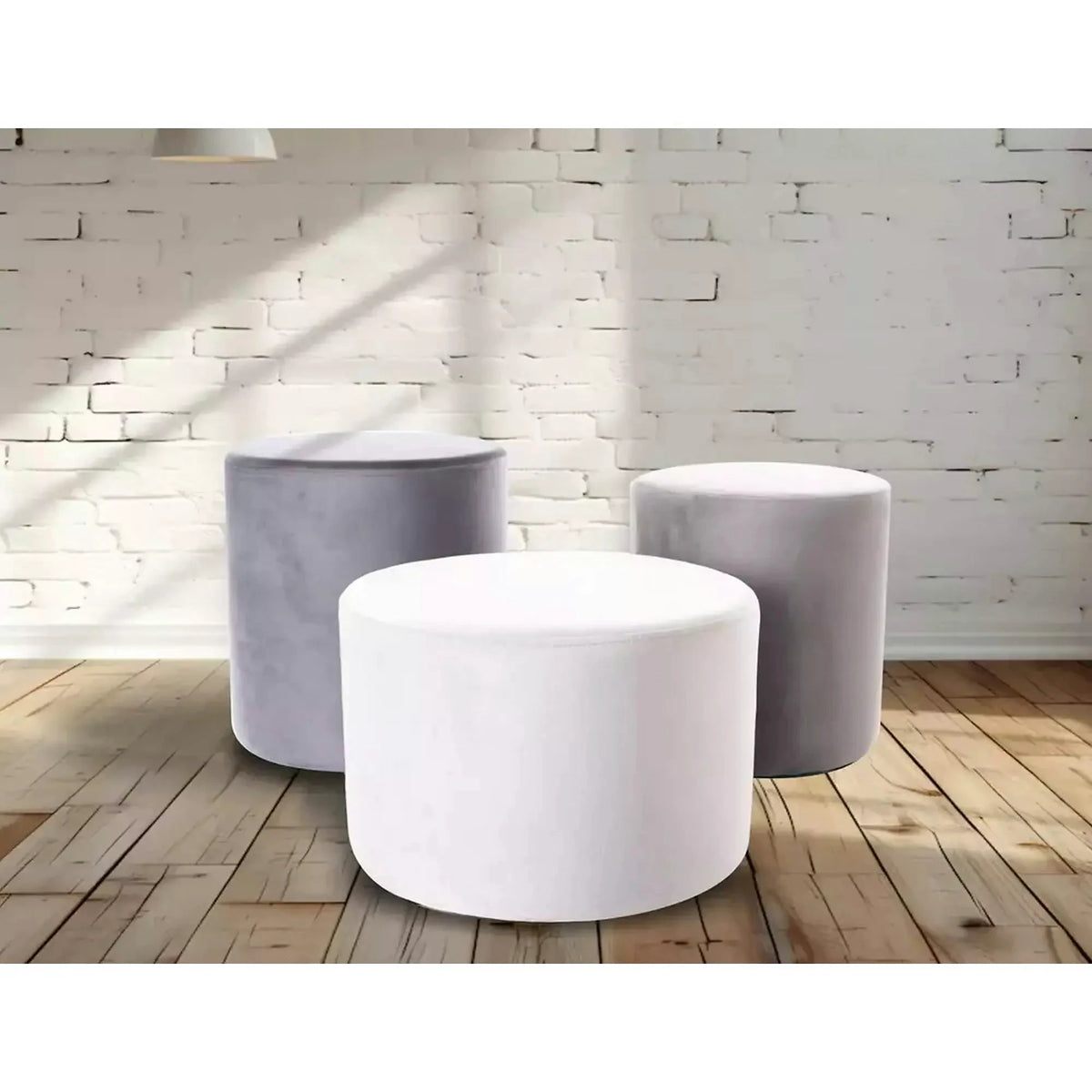 Taburet DOTI B, stofa catifelata gri deschis - Bluvel 03, 38x38x42 cm