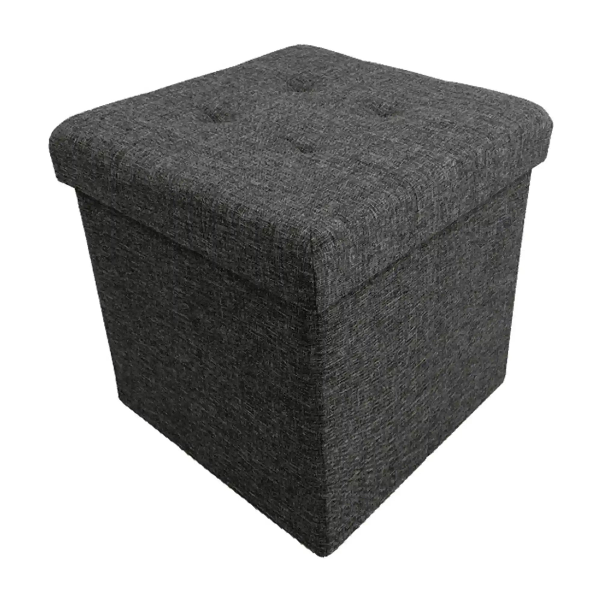 Taburet FALON, stofa clasica gri închis, cu spatiu depozitare, 38x38x38 cm