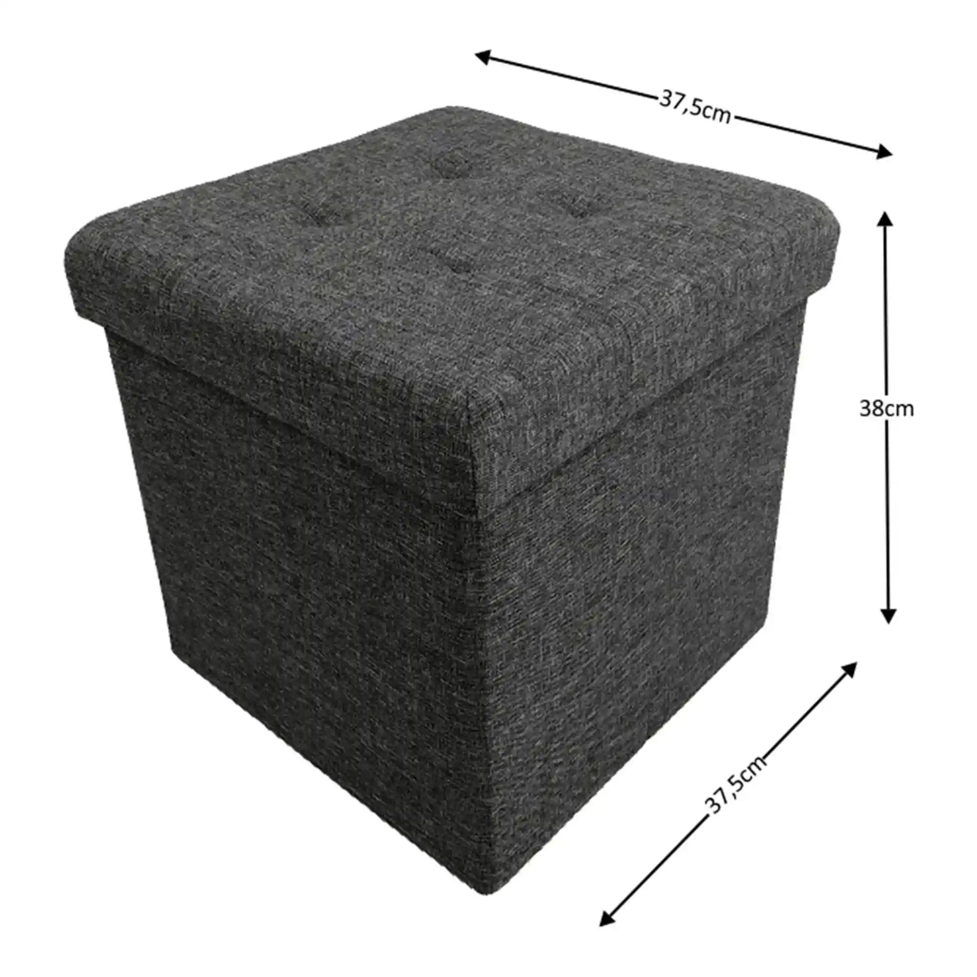 Taburet FALON, stofa clasica gri închis, cu spatiu depozitare, 38x38x38 cm