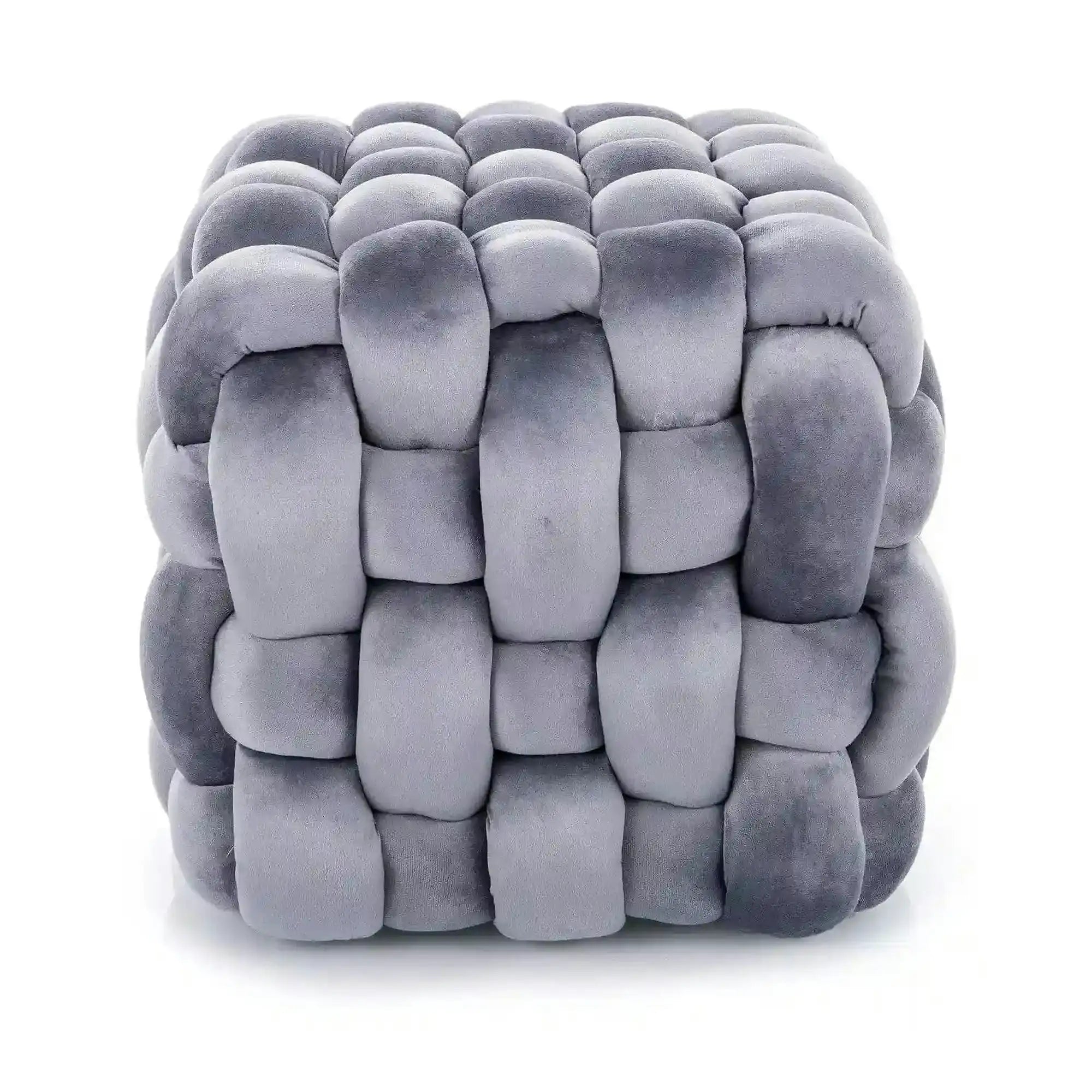 Taburet FARIS, gri, stofa catifelata, 45x45x41 cm