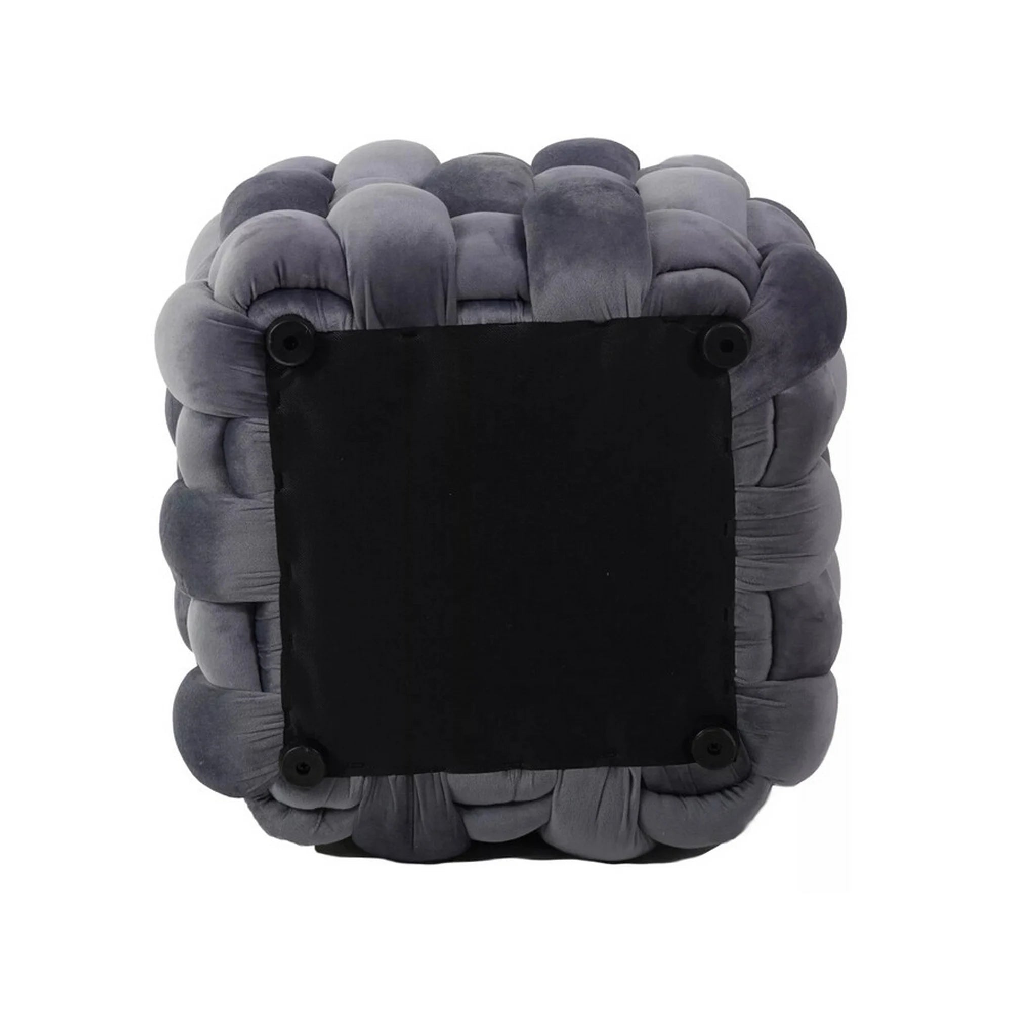 Taburet FARIS, gri, stofa catifelata, 45x45x41 cm