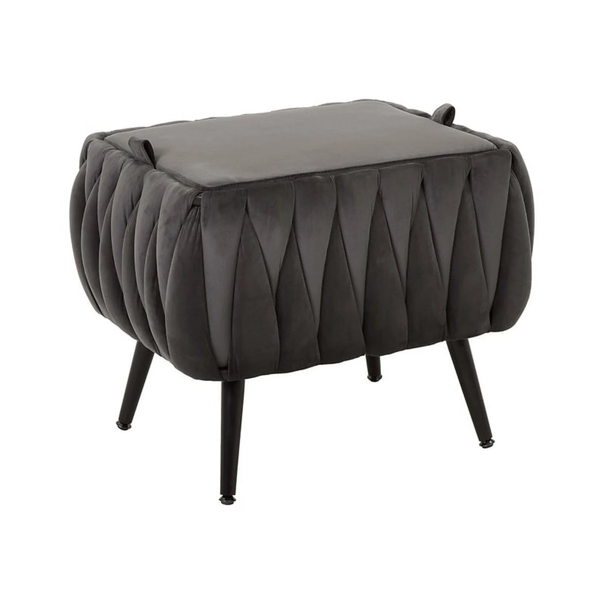 Taburet FLINT, stofa catifelata gri, 55x45x46 cm