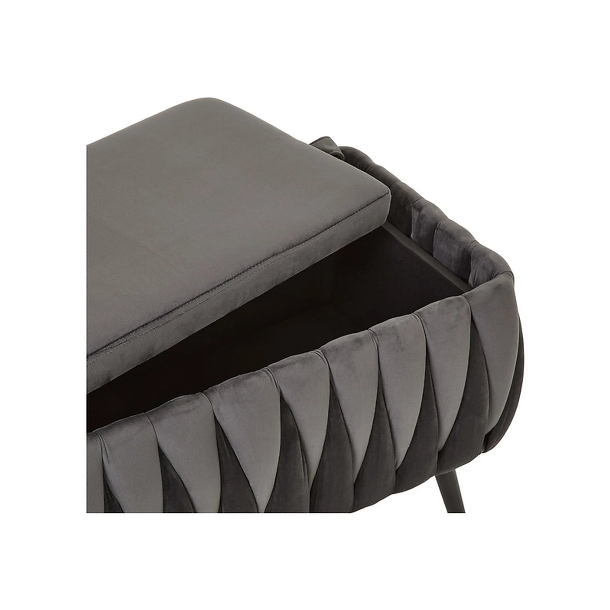 Taburet FLINT, stofa catifelata gri, 55x45x46 cm