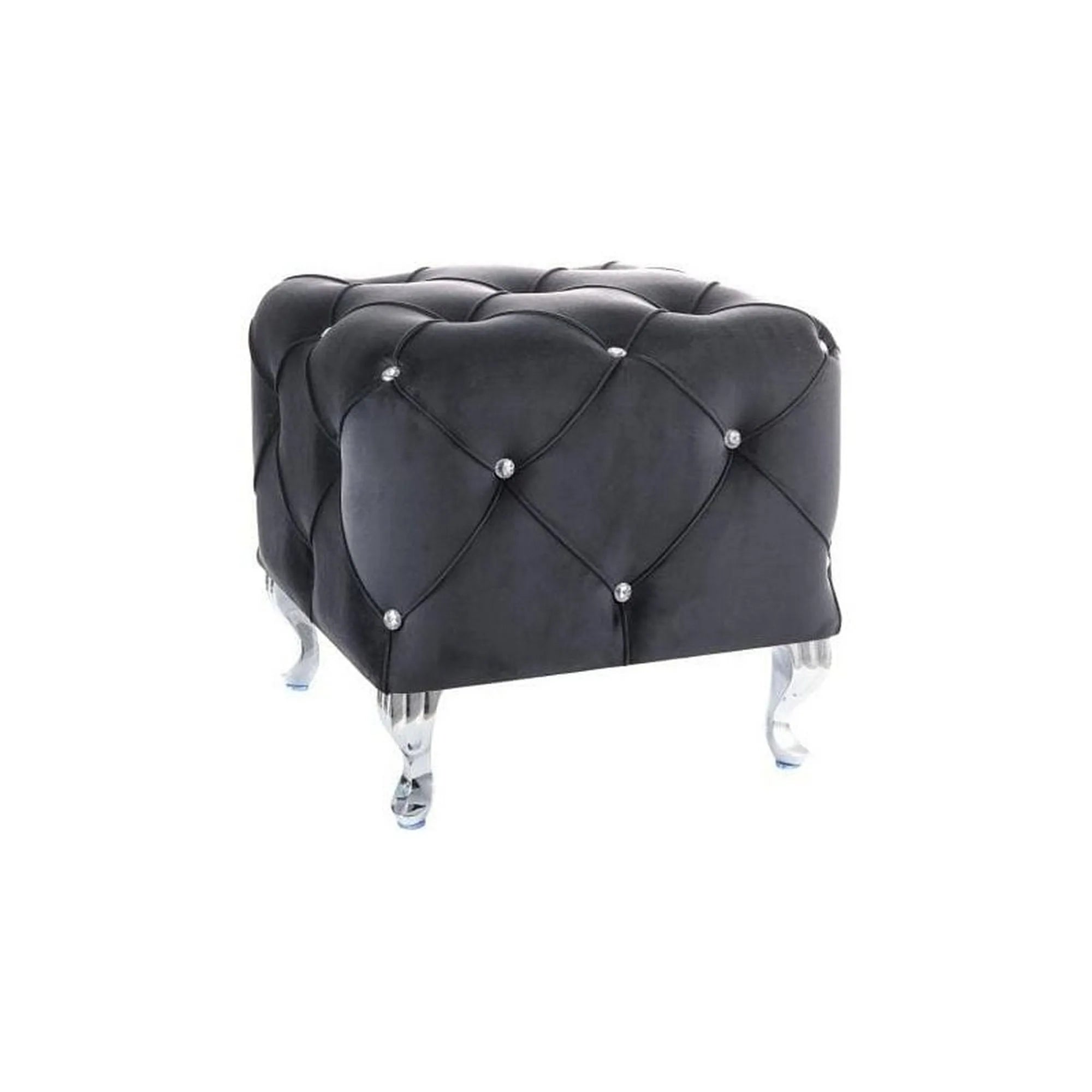 Taburet HESTIA K, stofa catifelata negru - Bluvel 19, 50x50x46 cm