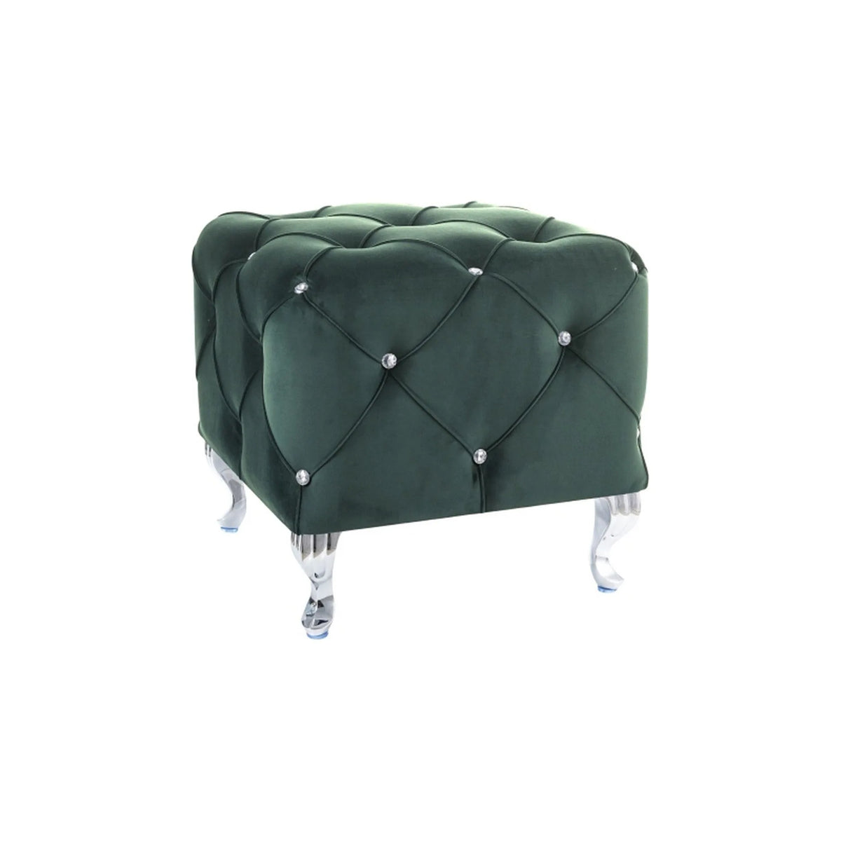 Taburet HESTIA K, stofa catifelata verde - Bluvel 78, 50x50x46 cm